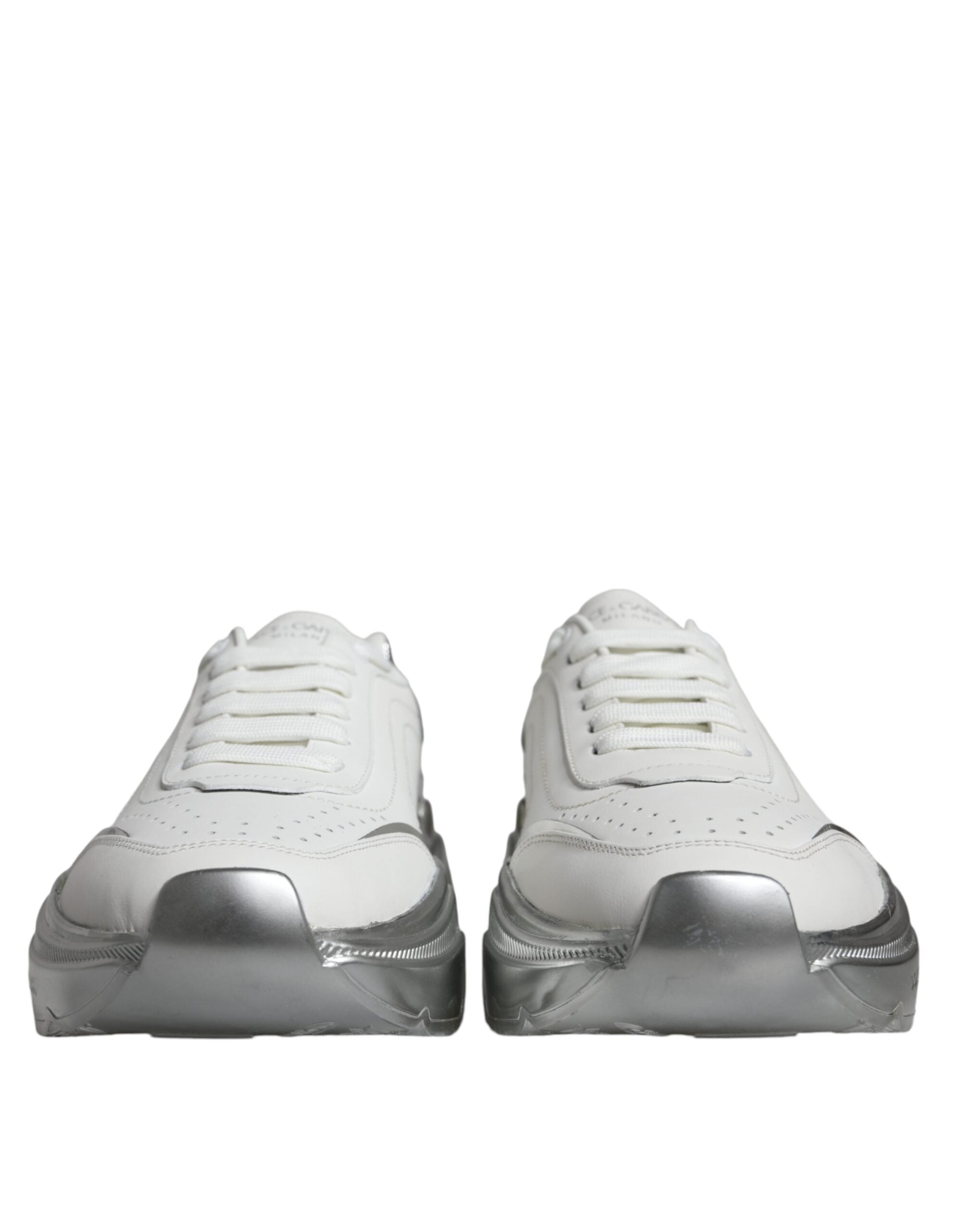 Dolce & Gabbana White Silver Daymaster Low Top Sneakers Shoes - Luxe Marca