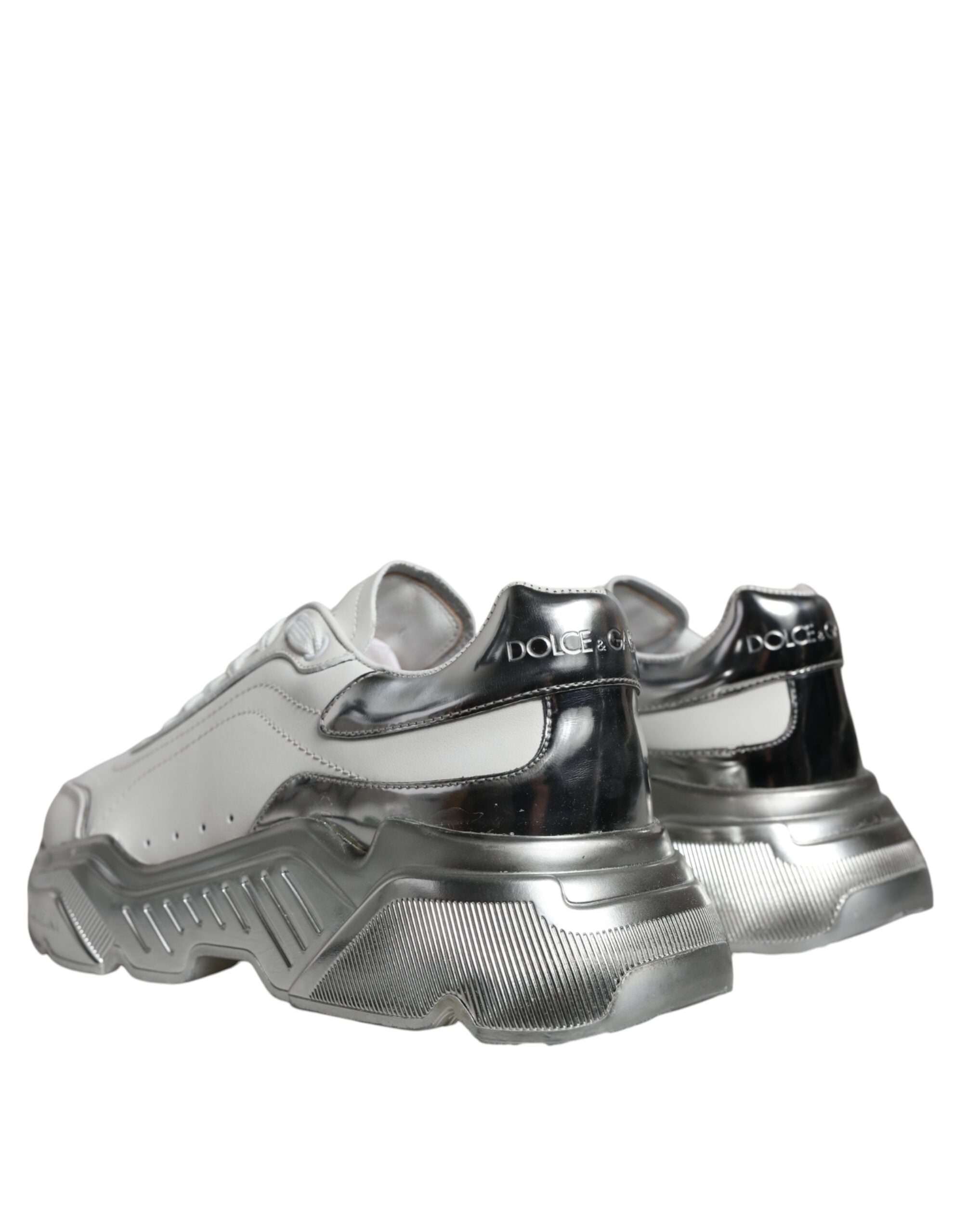 Dolce & Gabbana White Silver Daymaster Low Top Sneakers Shoes - Luxe Marca