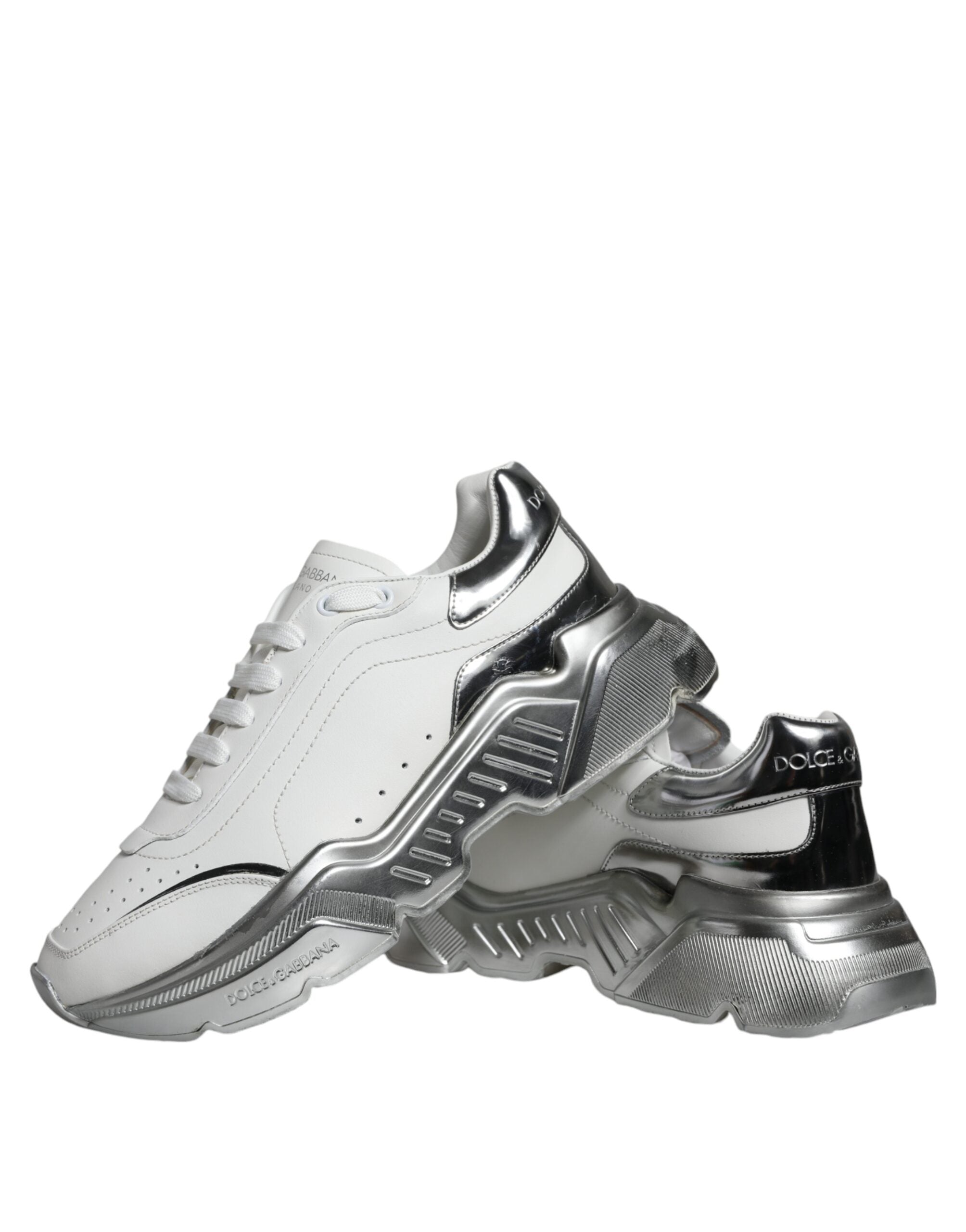 Dolce & Gabbana White Silver Daymaster Low Top Sneakers Shoes - Luxe Marca