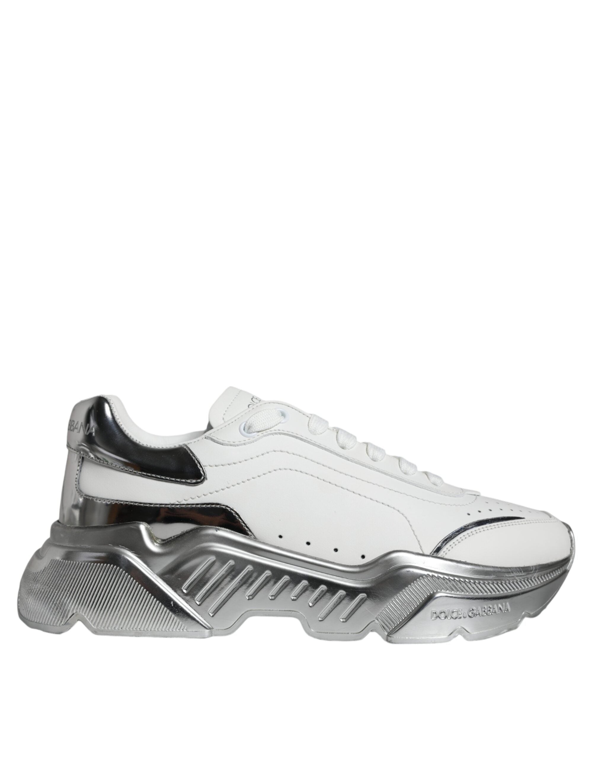 Dolce & Gabbana White Silver Daymaster Low Top Sneakers Shoes - Luxe Marca
