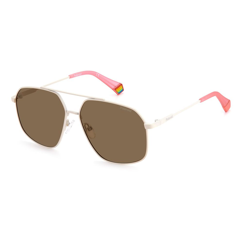 Polaroid Beige Stainless Steel Sunglasses - Luxe Marca