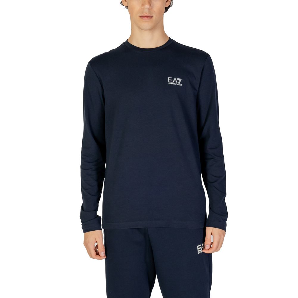 EA7 Emporio Armani قميص قطني أزرق بأكمام طويلة