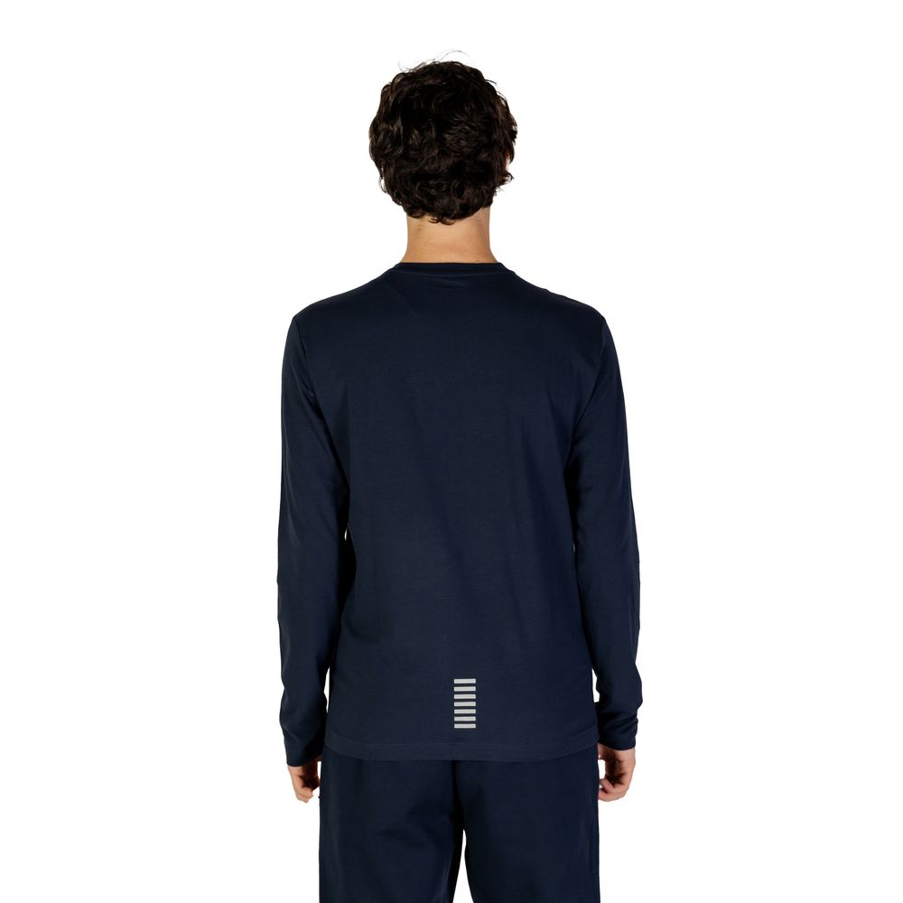 EA7 Emporio Armani قميص قطني أزرق بأكمام طويلة
