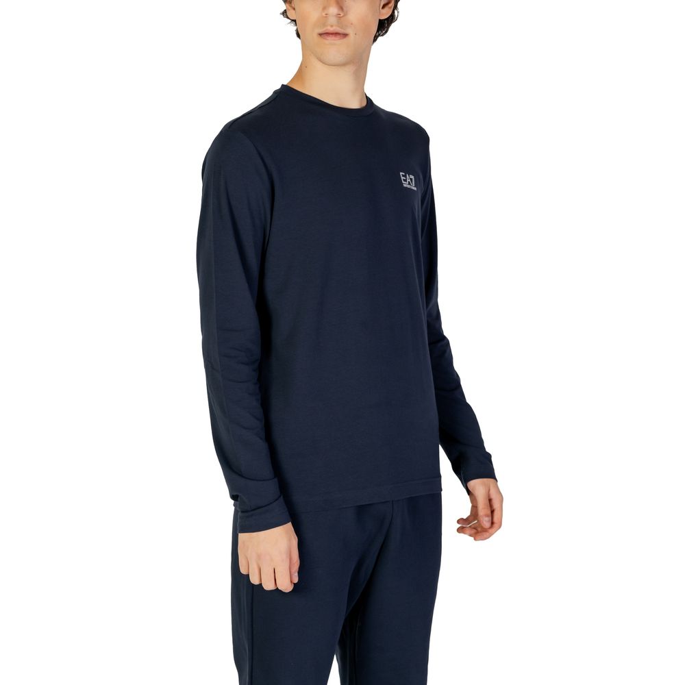 EA7 Emporio Armani قميص قطني أزرق بأكمام طويلة