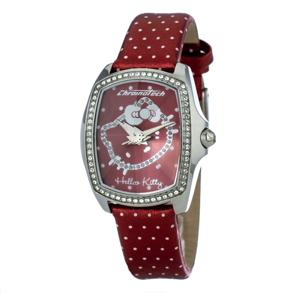 Chronotech Red Leather Dress Watch