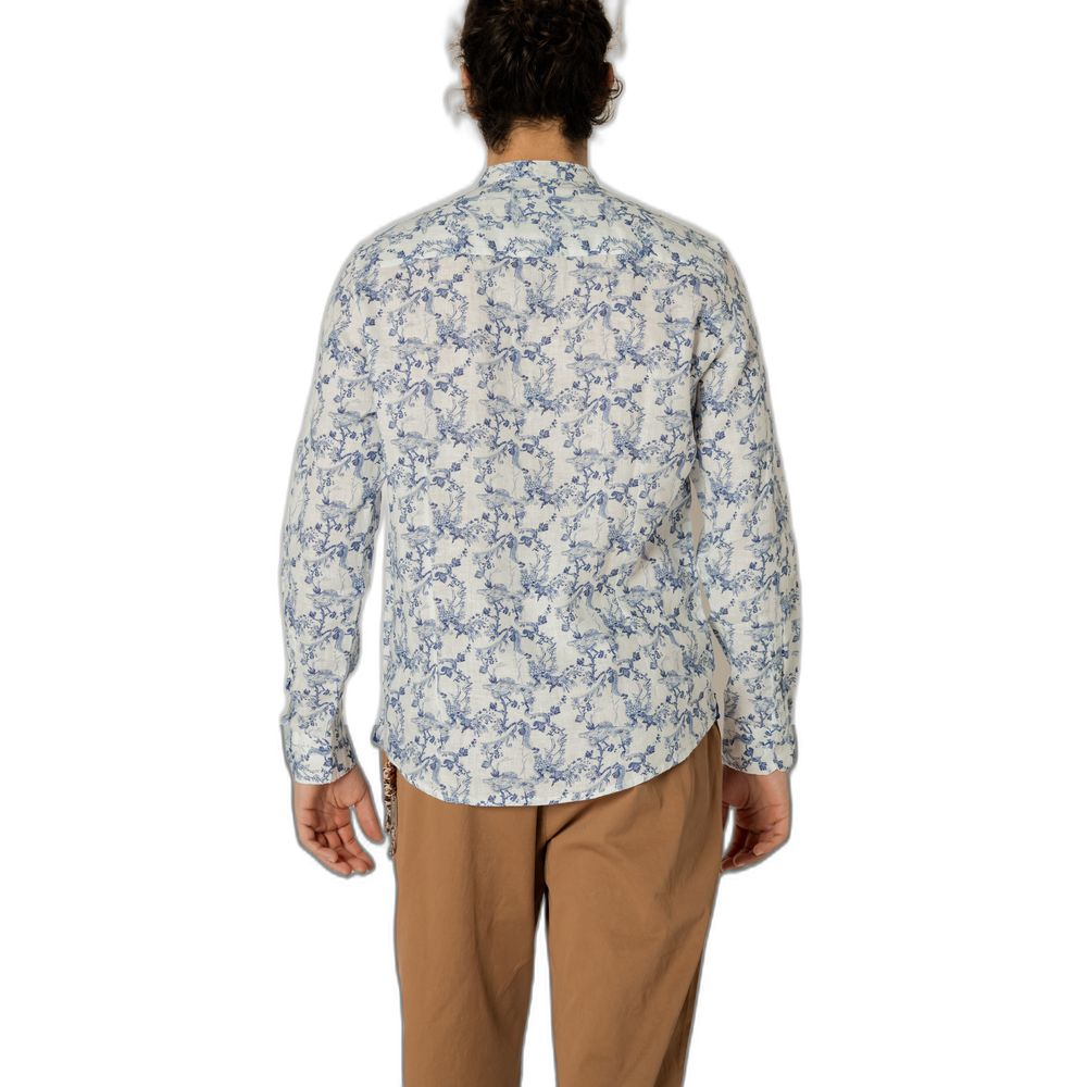 Gianni Lupo Blue Linen Pattern Shirt