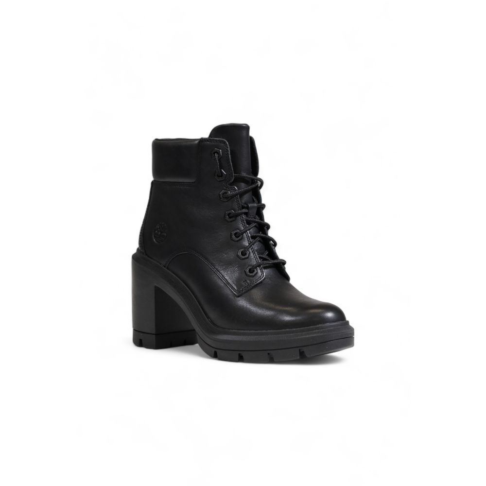 حذاء Timberland أسود بكعب عالٍ من الجلد المعاد تدويره