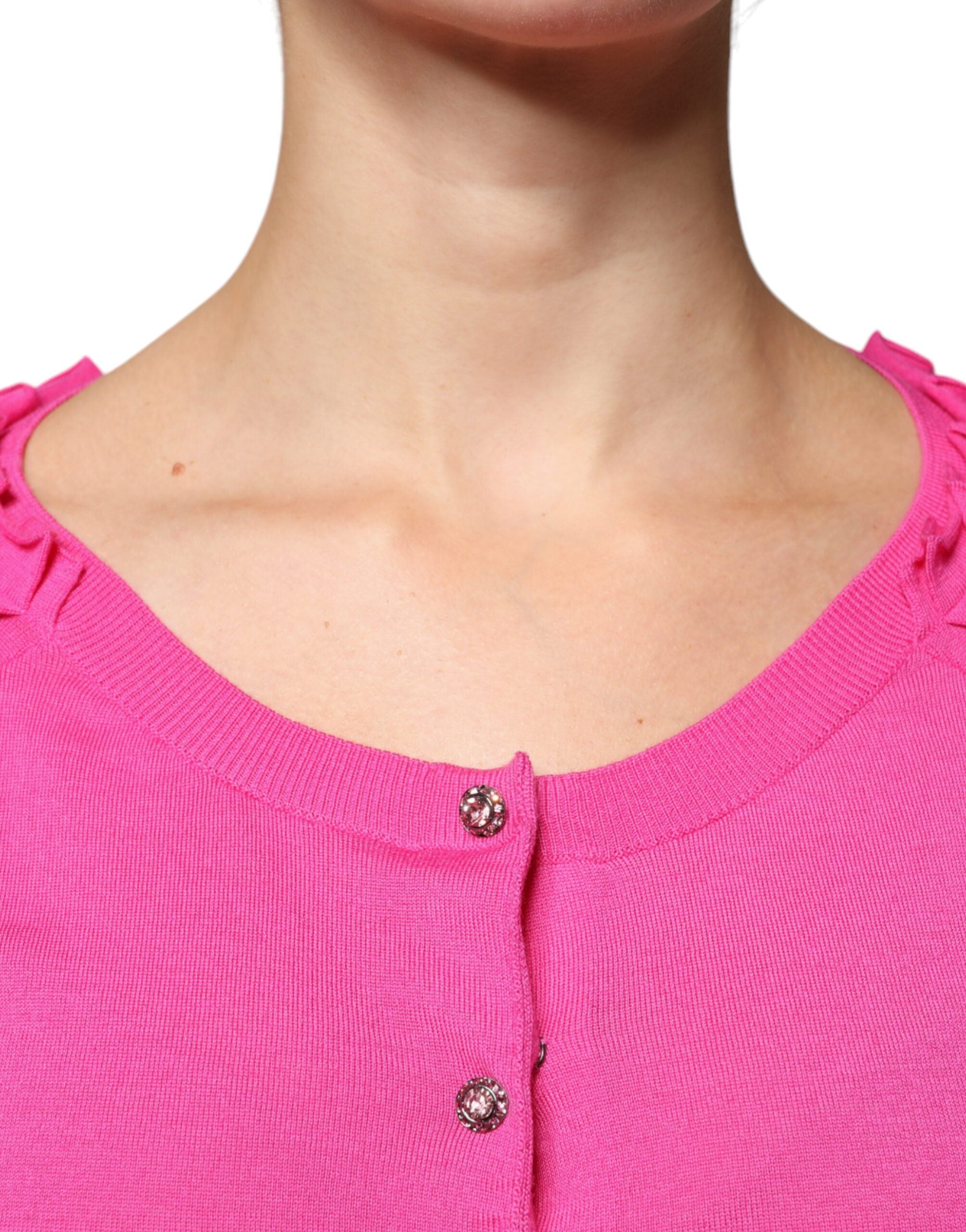 سترة كارديجان وردية من الصوف بأزرار من دولتشي آند غابانا