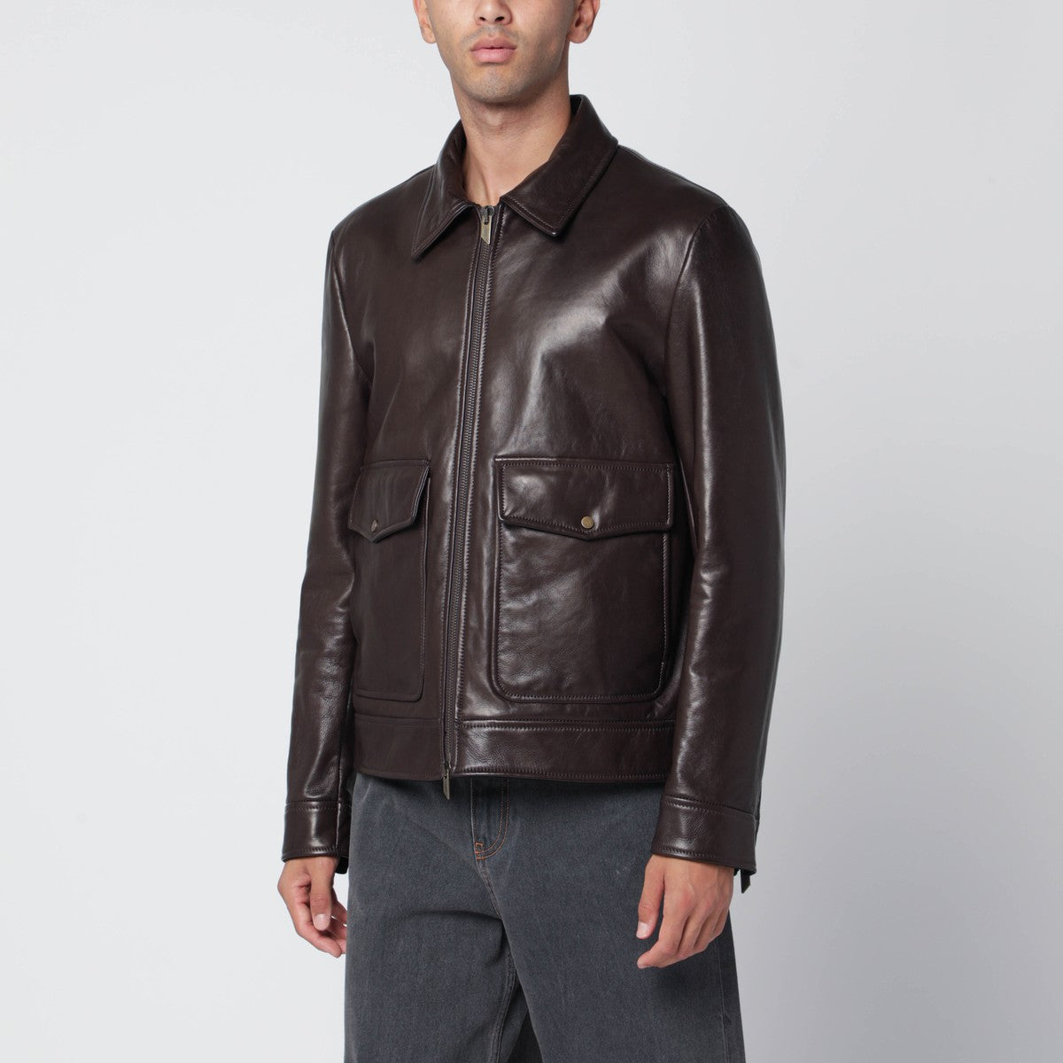 Salvatore Santoro Salvatore Santoro Brown leather zip jacket