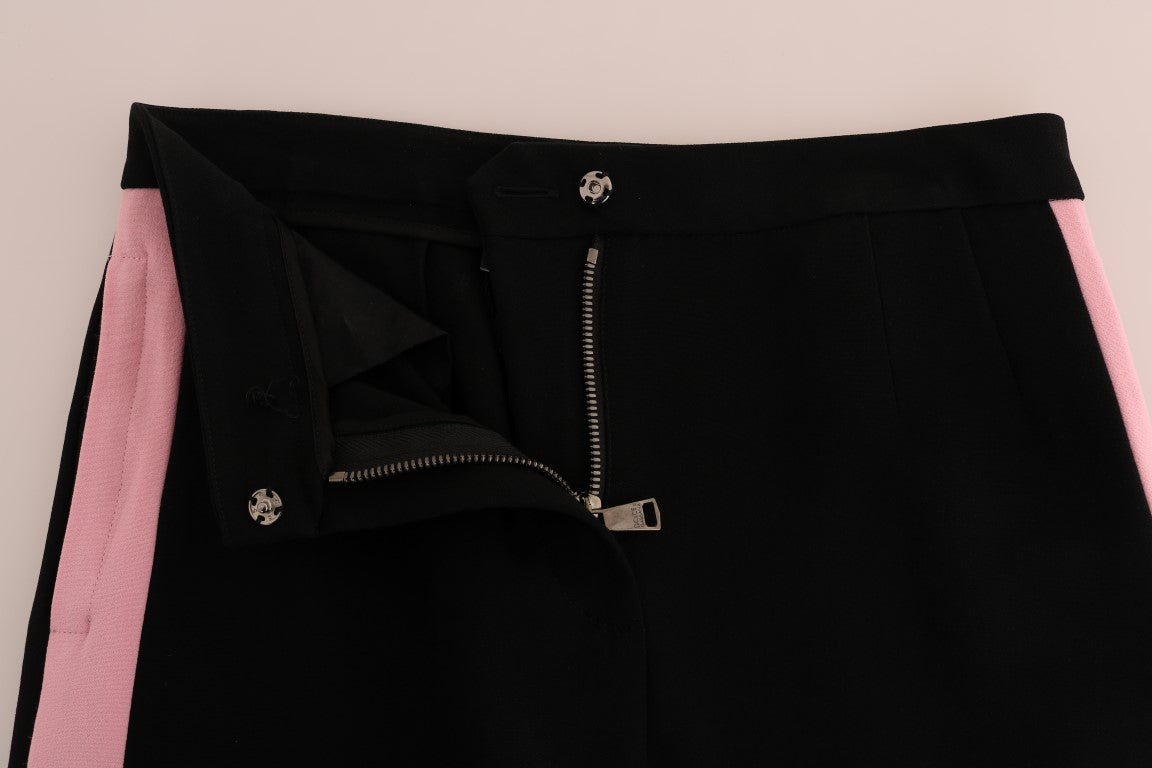 بنطلون كابري أسود مطاطي بخطوط وردية من دولتشي آند غابانا