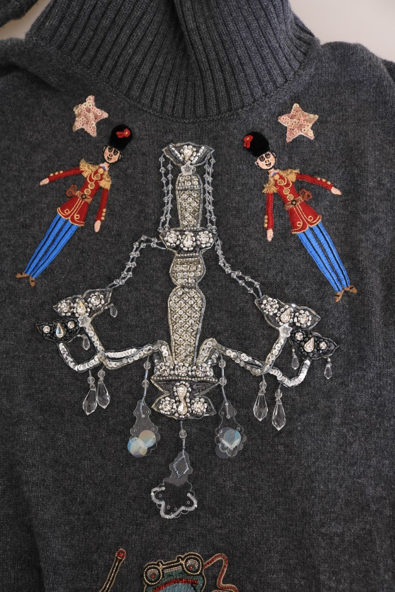 سترة كشمير رمادية كريستالية من دولتشي آند غابانا