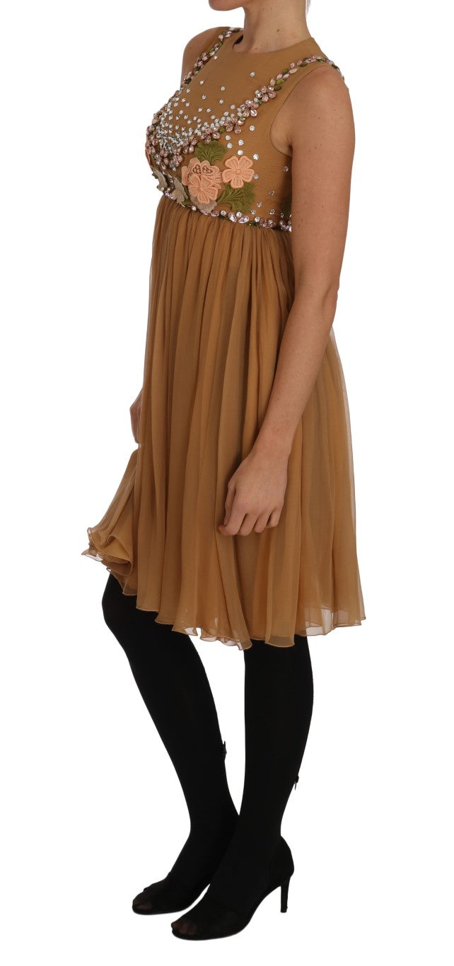 فستان دولتشي آند غابانا من الحرير الكريستالي الذهبي بتصميم حرف A