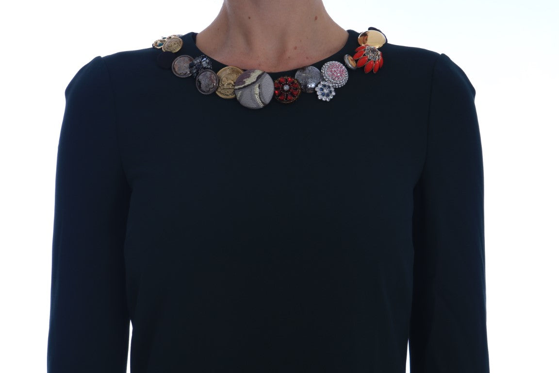 فستان دولتشي آند غابانا كريستال جرين ستريتش قصير بقصة A