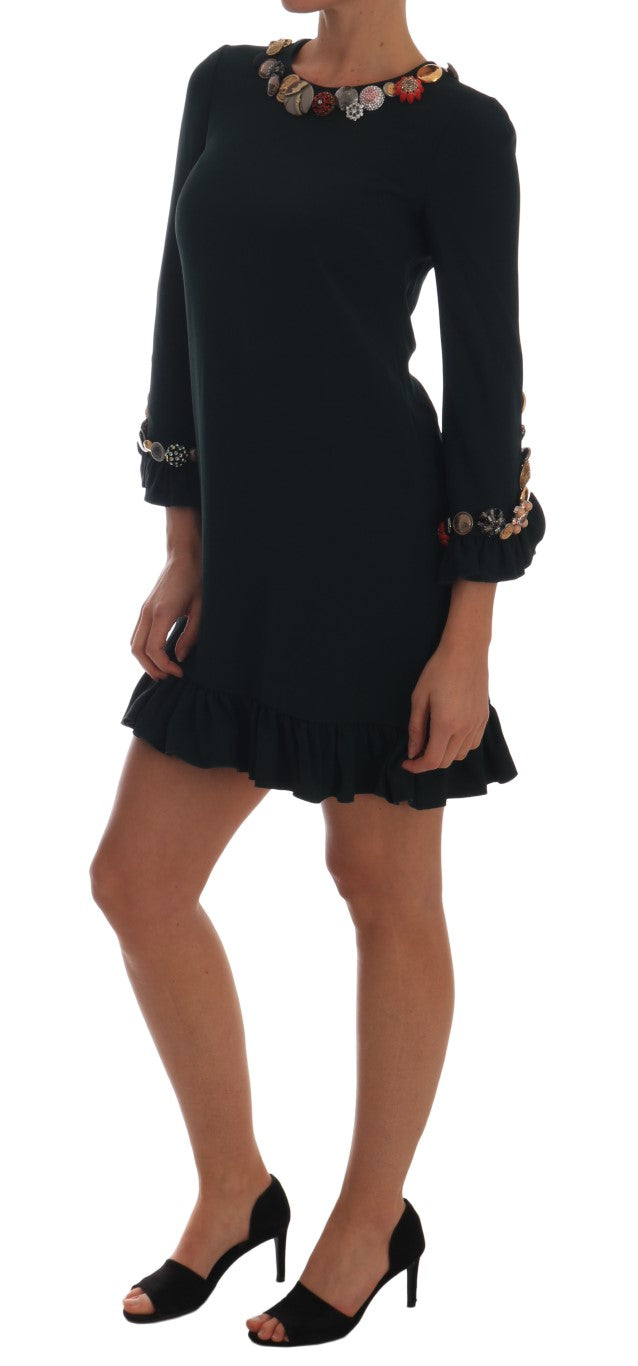 فستان دولتشي آند غابانا كريستال جرين ستريتش قصير بقصة A