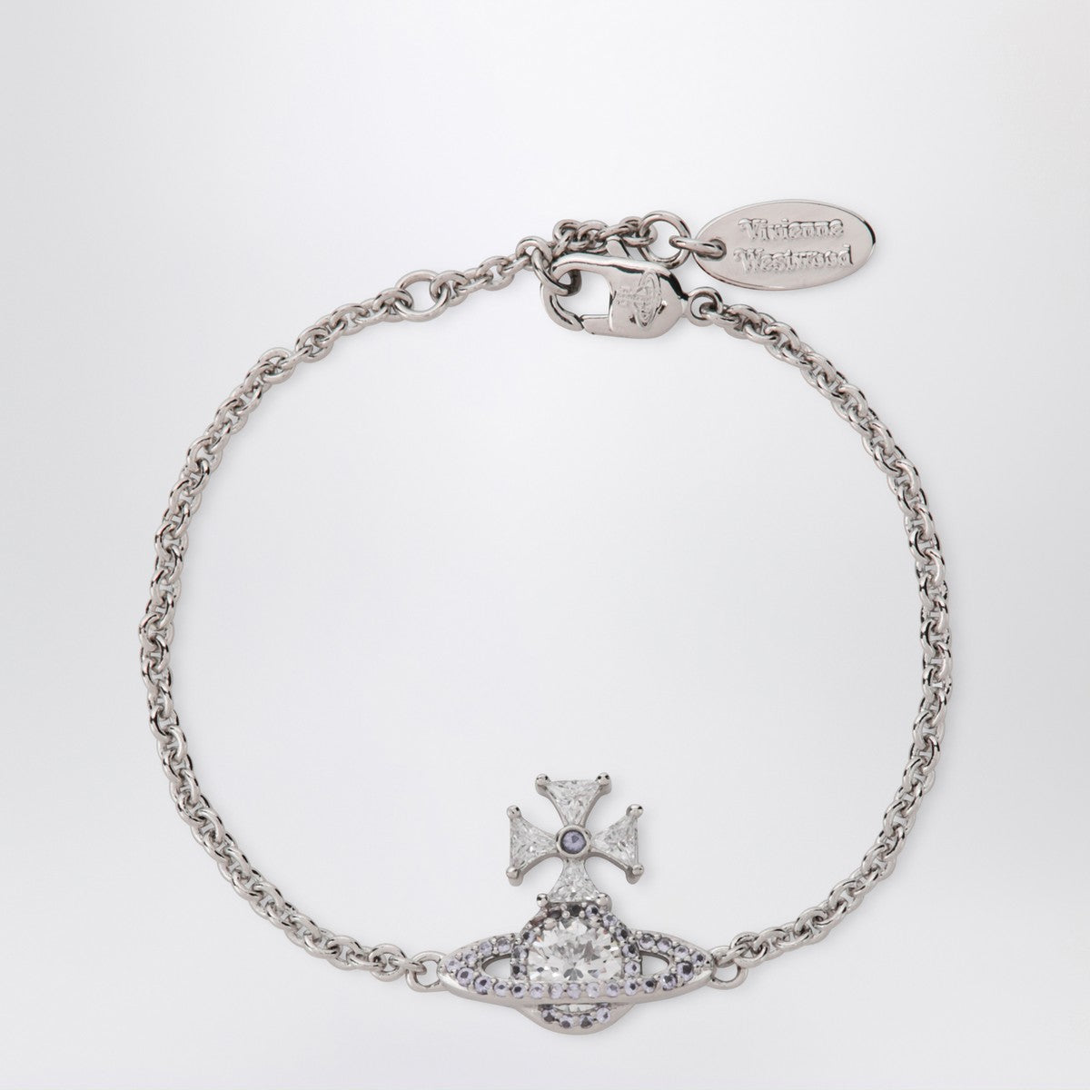 Vivienne Westwood Vivienne Westwood Platinum Orb logo bracelet with crystals