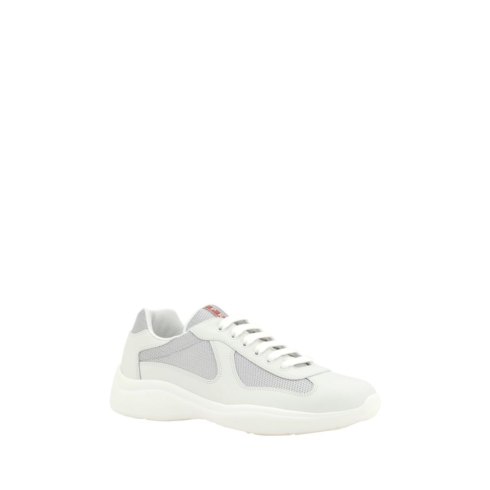 Prada White Calf Leather Bos Taurus Athletic Sneakers