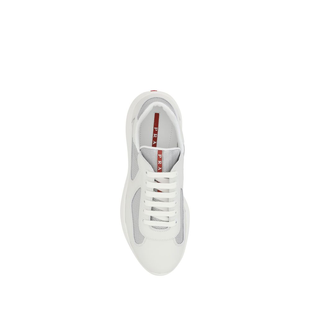 Prada White Calf Leather Bos Taurus Athletic Sneakers