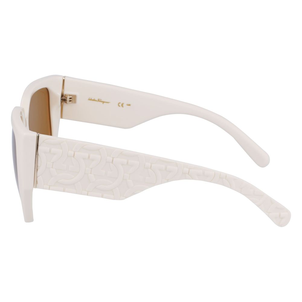 Ferragamo White Bio Injected Sunglasses - Luxe Marca