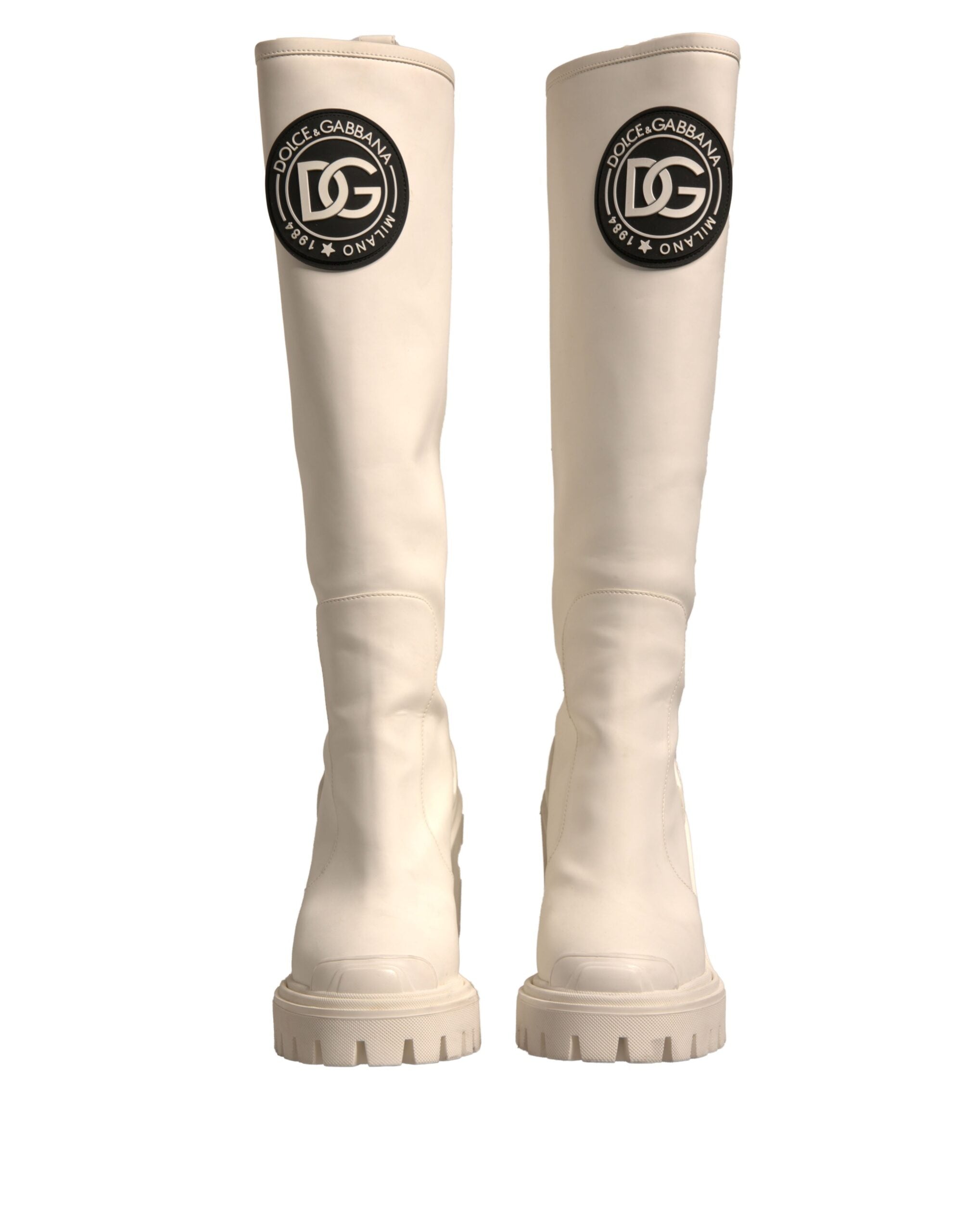 حذاء Dolce & Gabbana White DG Logo Hi Trekking Plateau Biker Boots