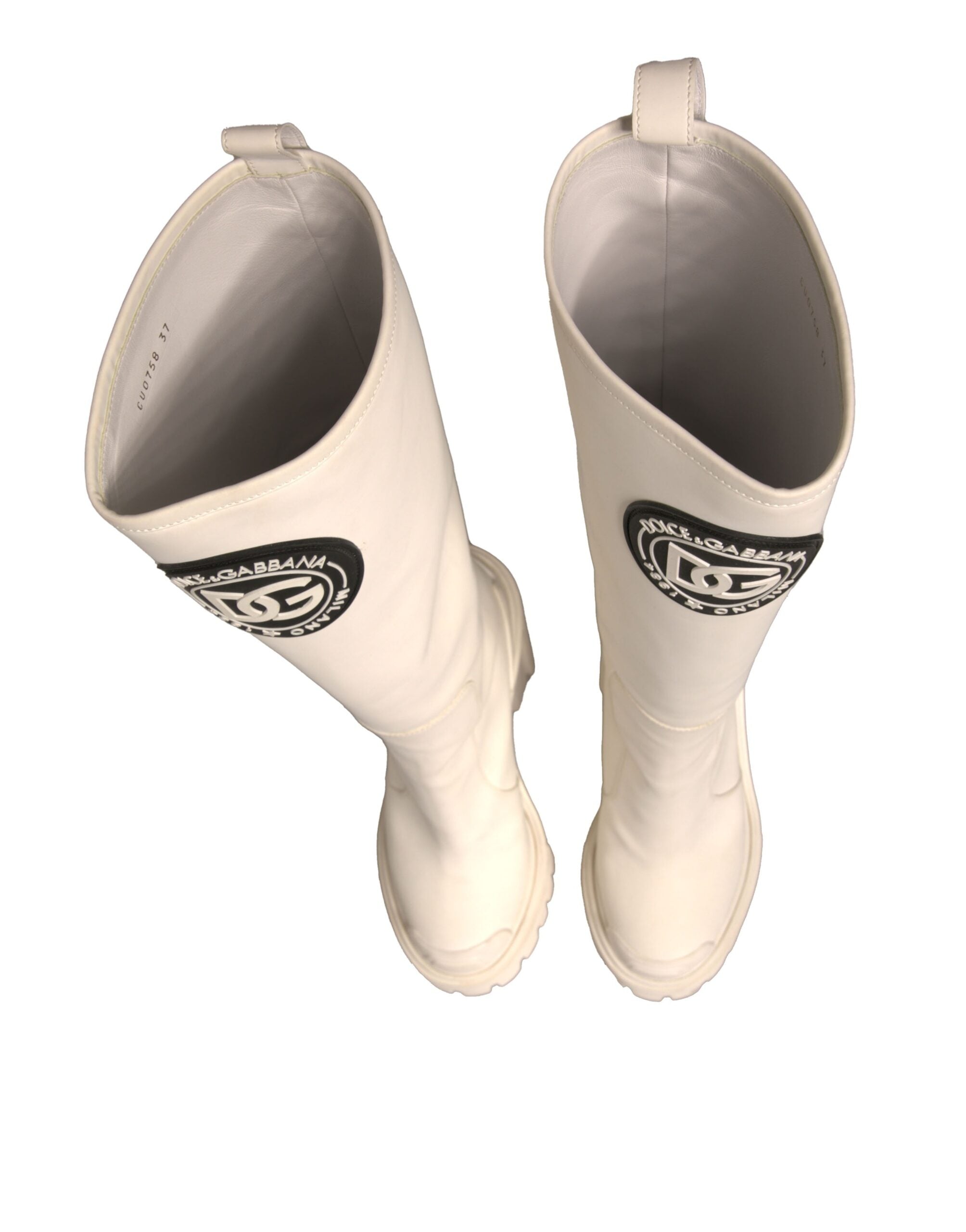 حذاء Dolce & Gabbana White DG Logo Hi Trekking Plateau Biker Boots