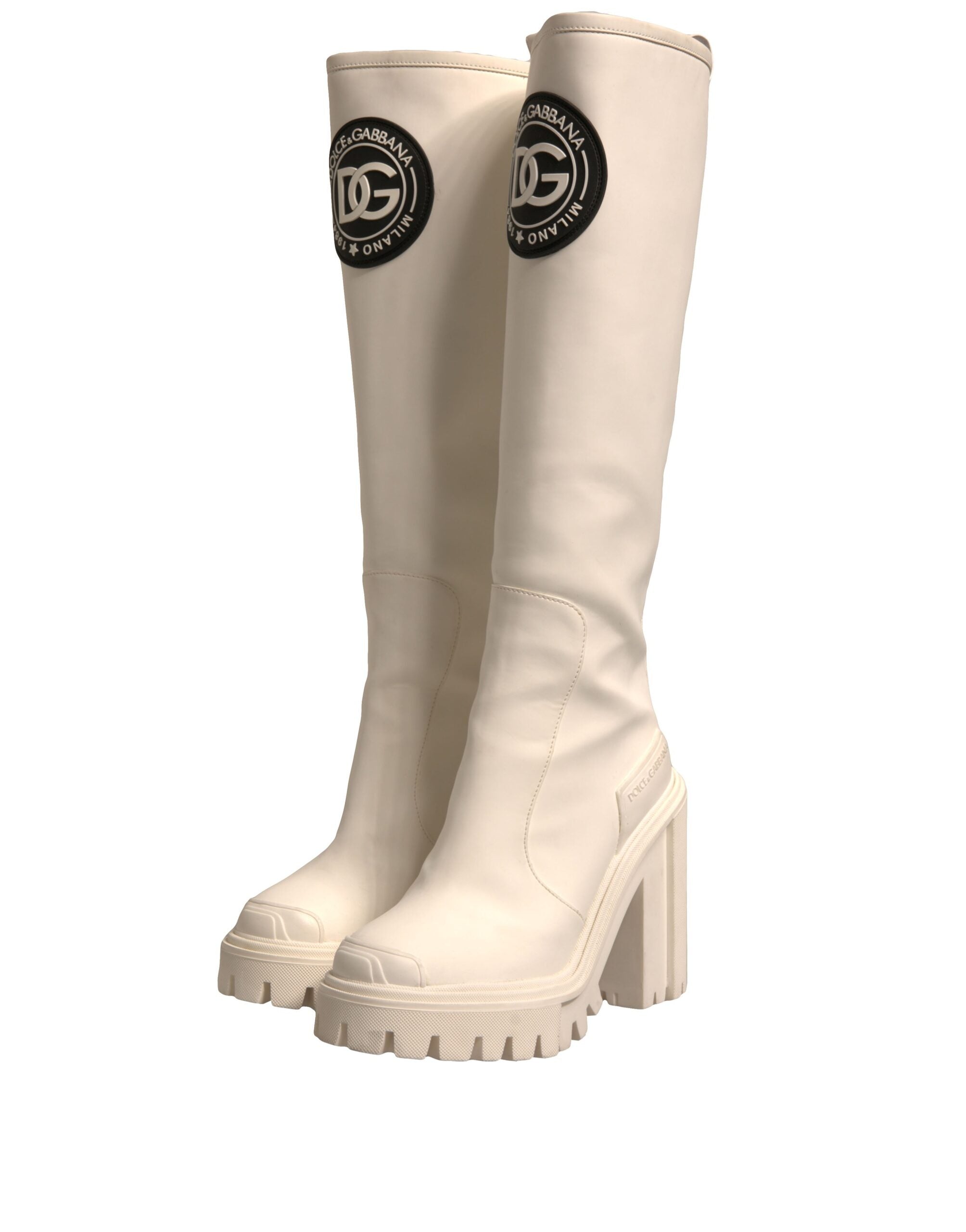 حذاء Dolce & Gabbana White DG Logo Hi Trekking Plateau Biker Boots