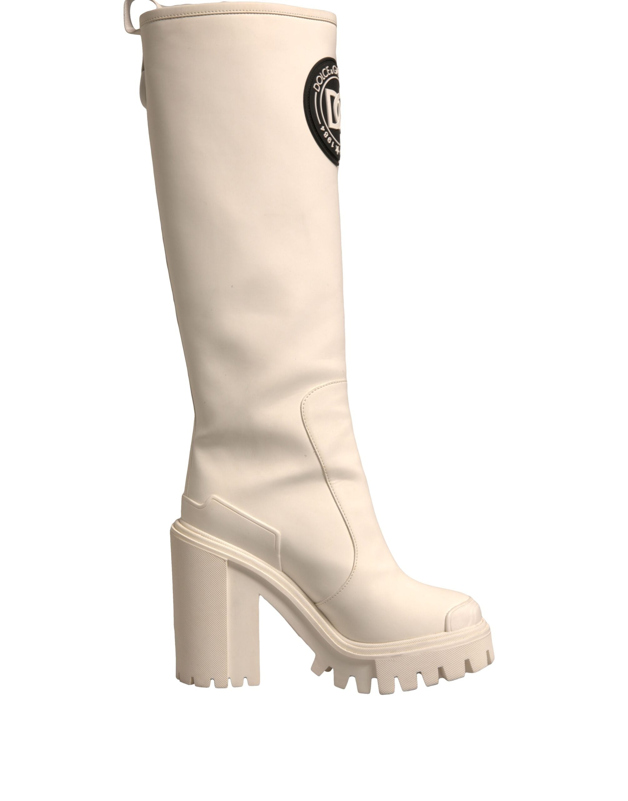 حذاء Dolce & Gabbana White DG Logo Hi Trekking Plateau Biker Boots