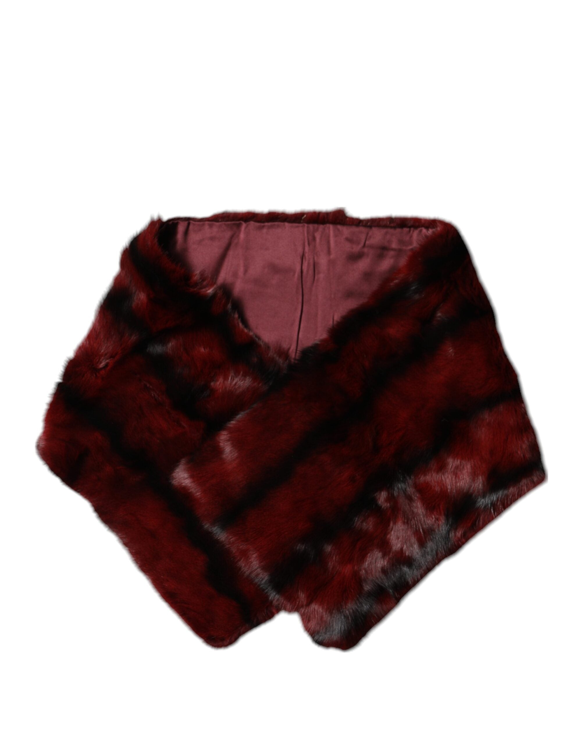 وشاح دولتشي آند غابانا الأسود والأحمر المخطط من الفرو مع رقبة ملفوفة