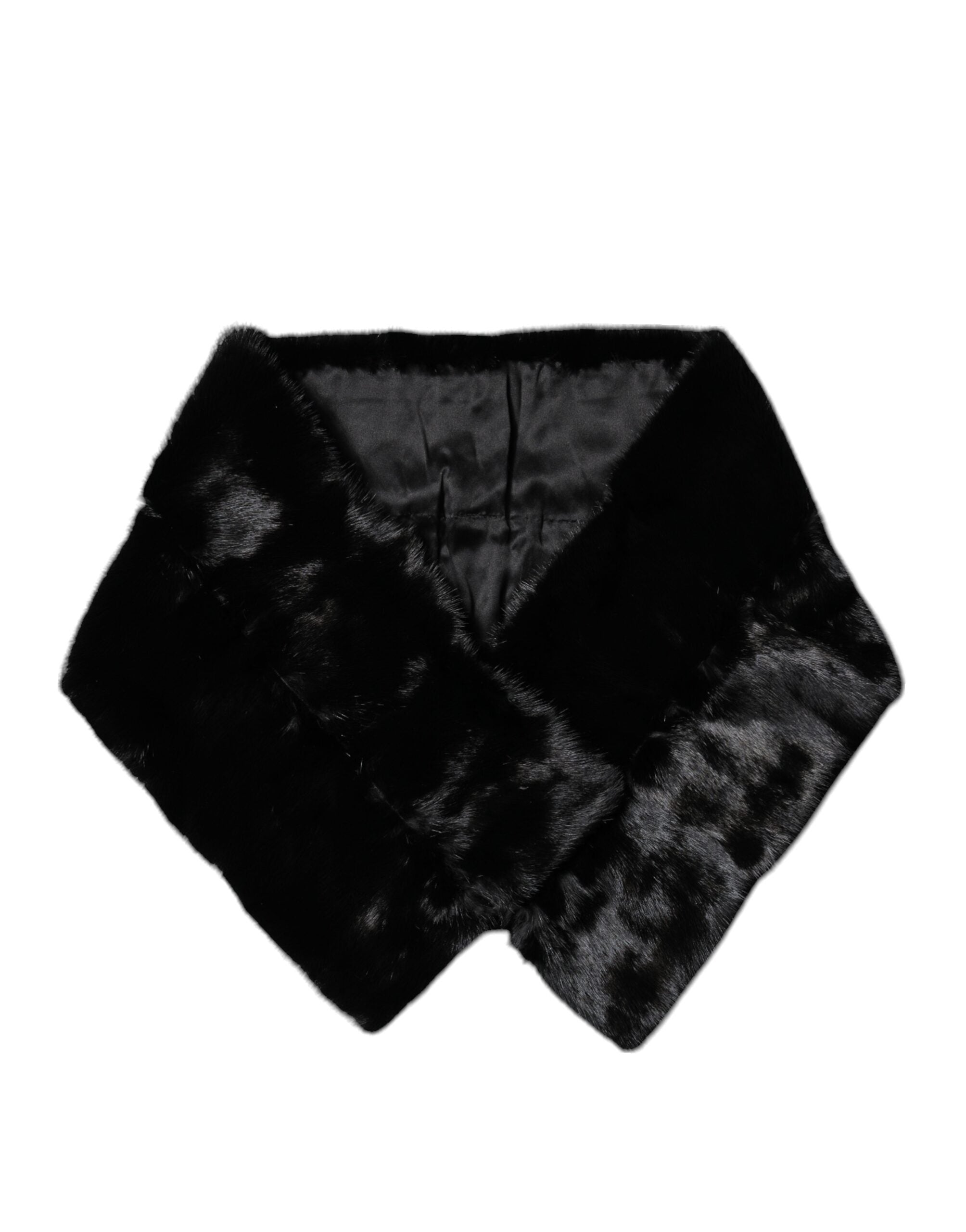 Dolce & Gabbana Black Fur Shawl Neck Wrap Cover Collar Scarf - Luxe Marca