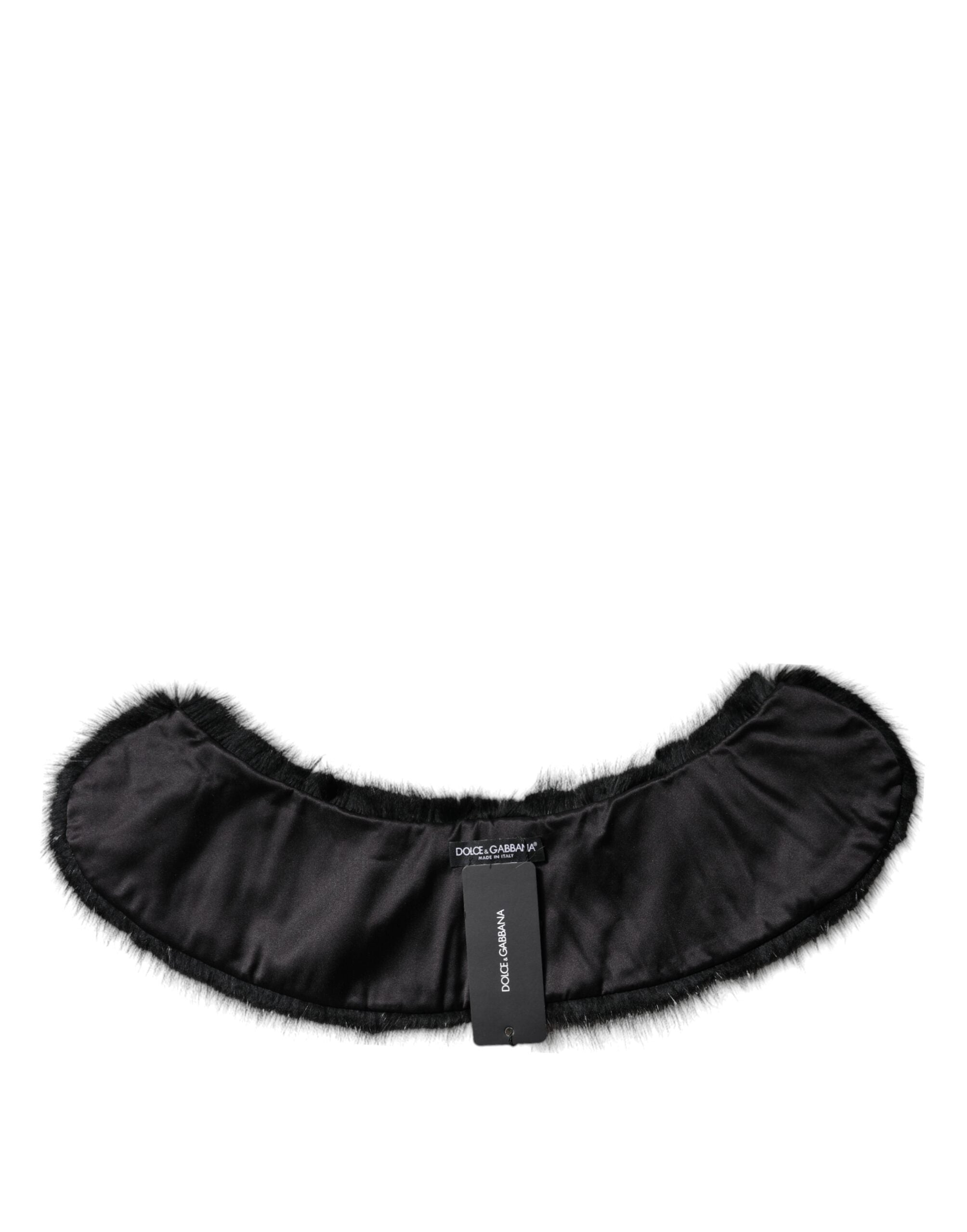 Dolce & Gabbana Black Fur Shawl Neck Wrap Cover Collar Scarf - Luxe Marca
