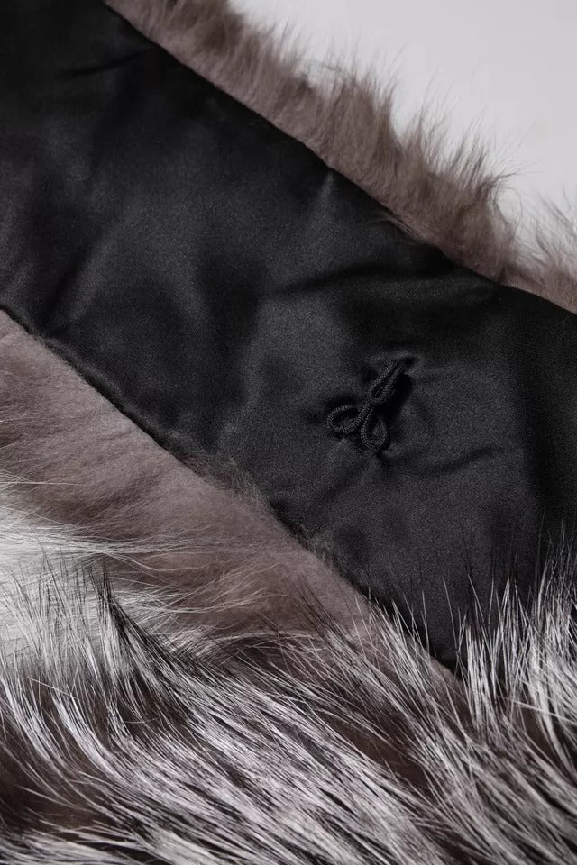 Dolce & Gabbana Gray Fox Fur Neck Wrap Warmer Winter Scarf - Luxe Marca
