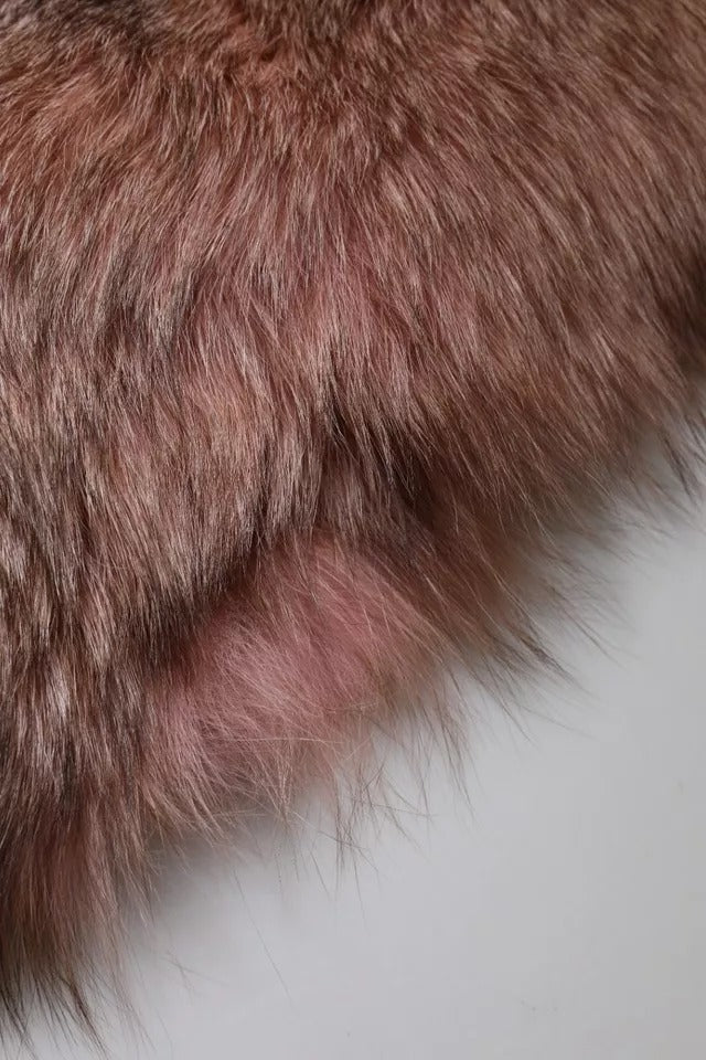 Dolce & Gabbana Pink Frost Fox Fur Neck Warmer Winter Scarf - Luxe Marca