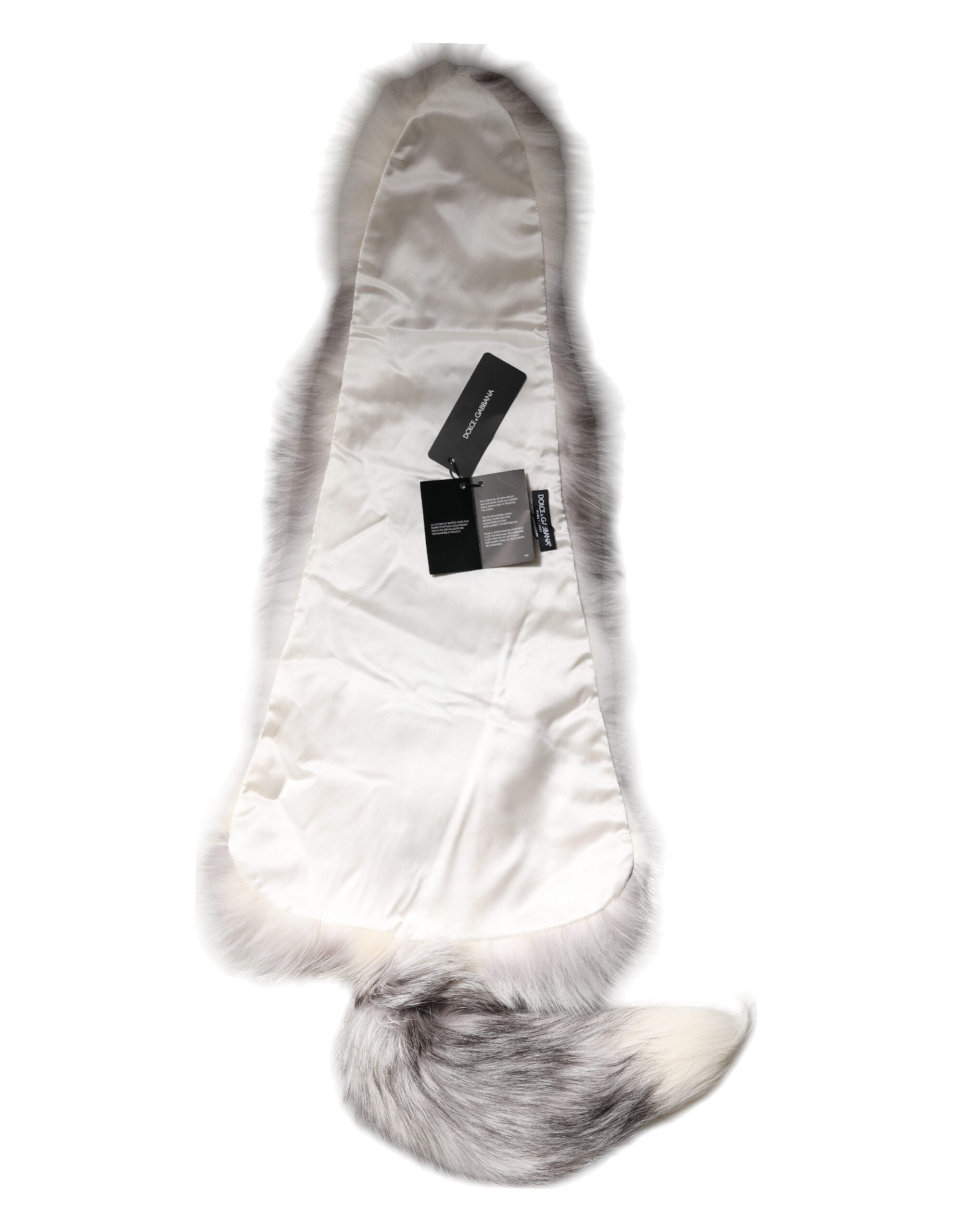 Dolce & Gabbana White Fox Fur Neck Wrap Warmer Winter Scarf - Luxe Marca