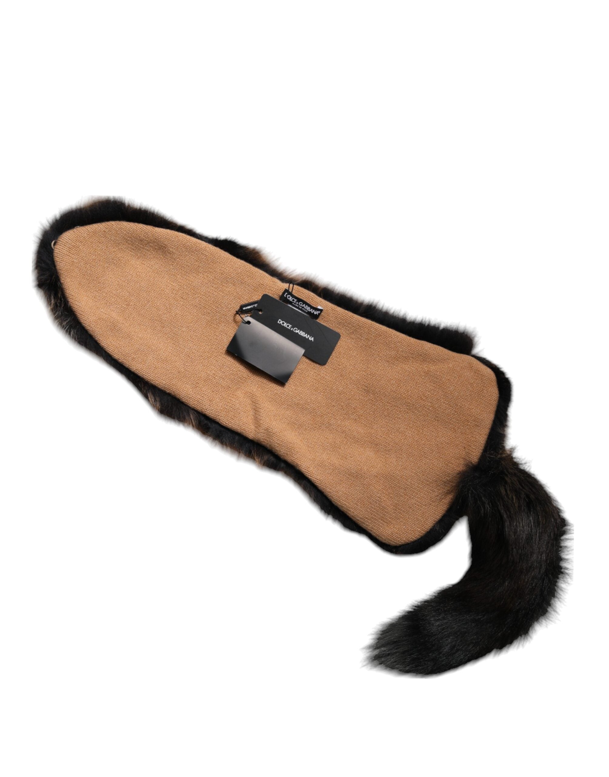 Dolce & Gabbana Brown Red Fox Fur Neck Warmer Winter Scarf - Luxe Marca