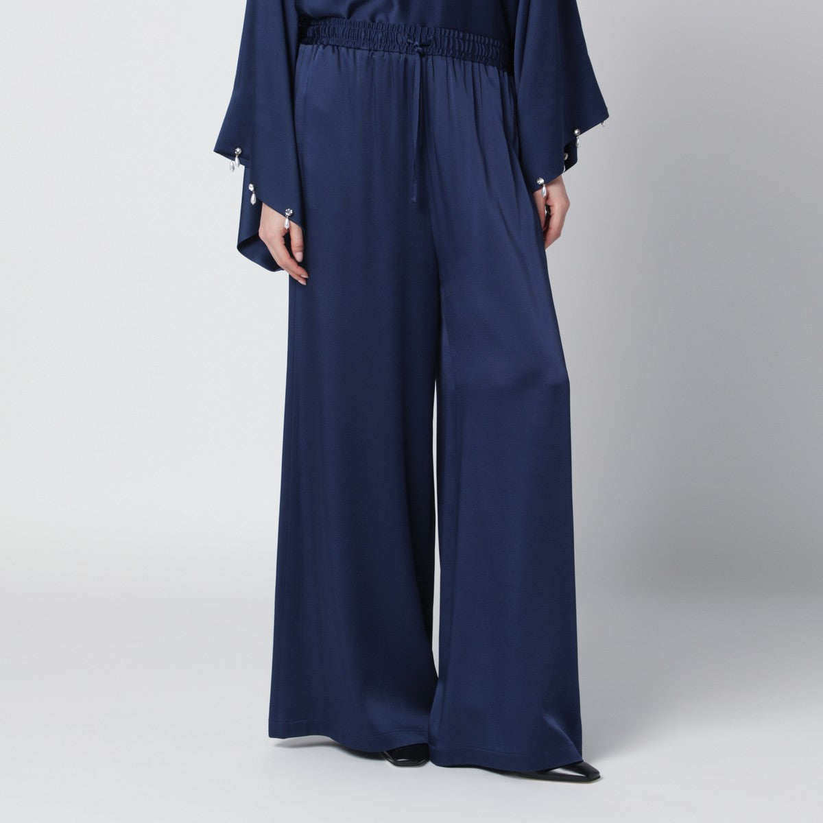 Stella McCartney Stella McCartney Navy blue oversized viscose satin trousers