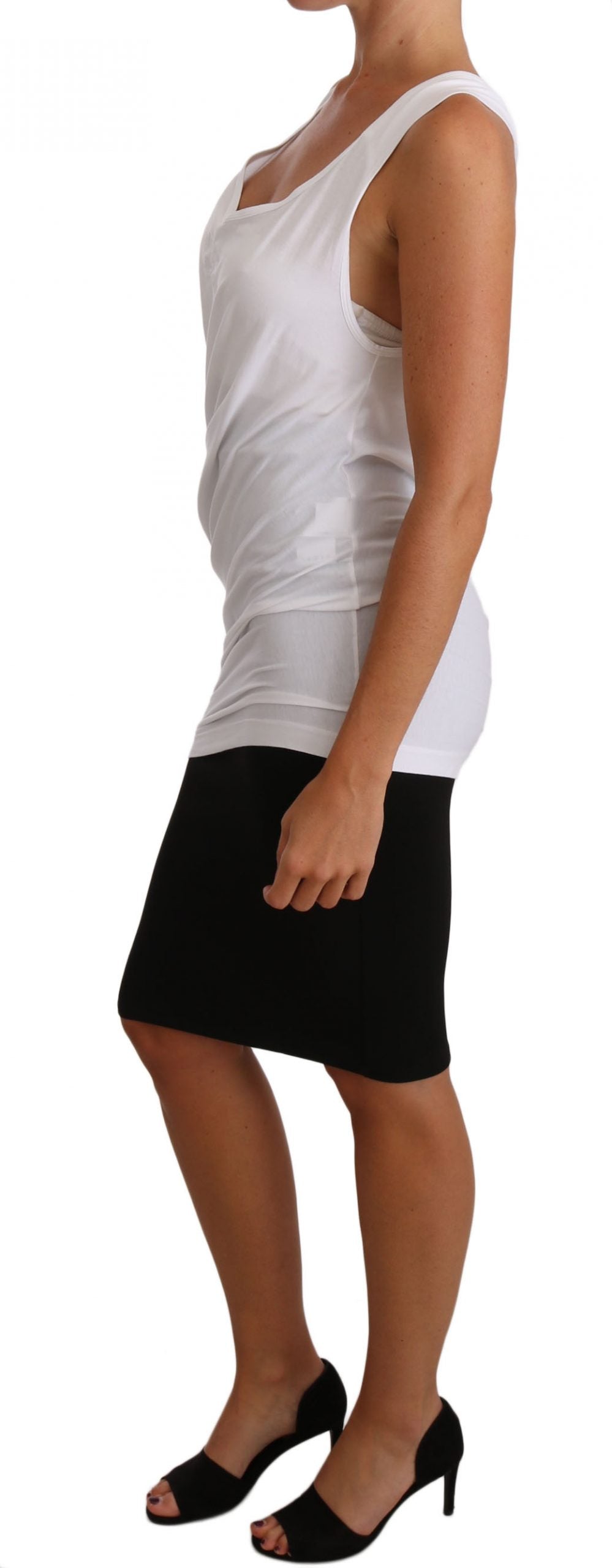 قميص كافالي أبيض بدون أكمام، تي شيرت كافالي، جيرسي