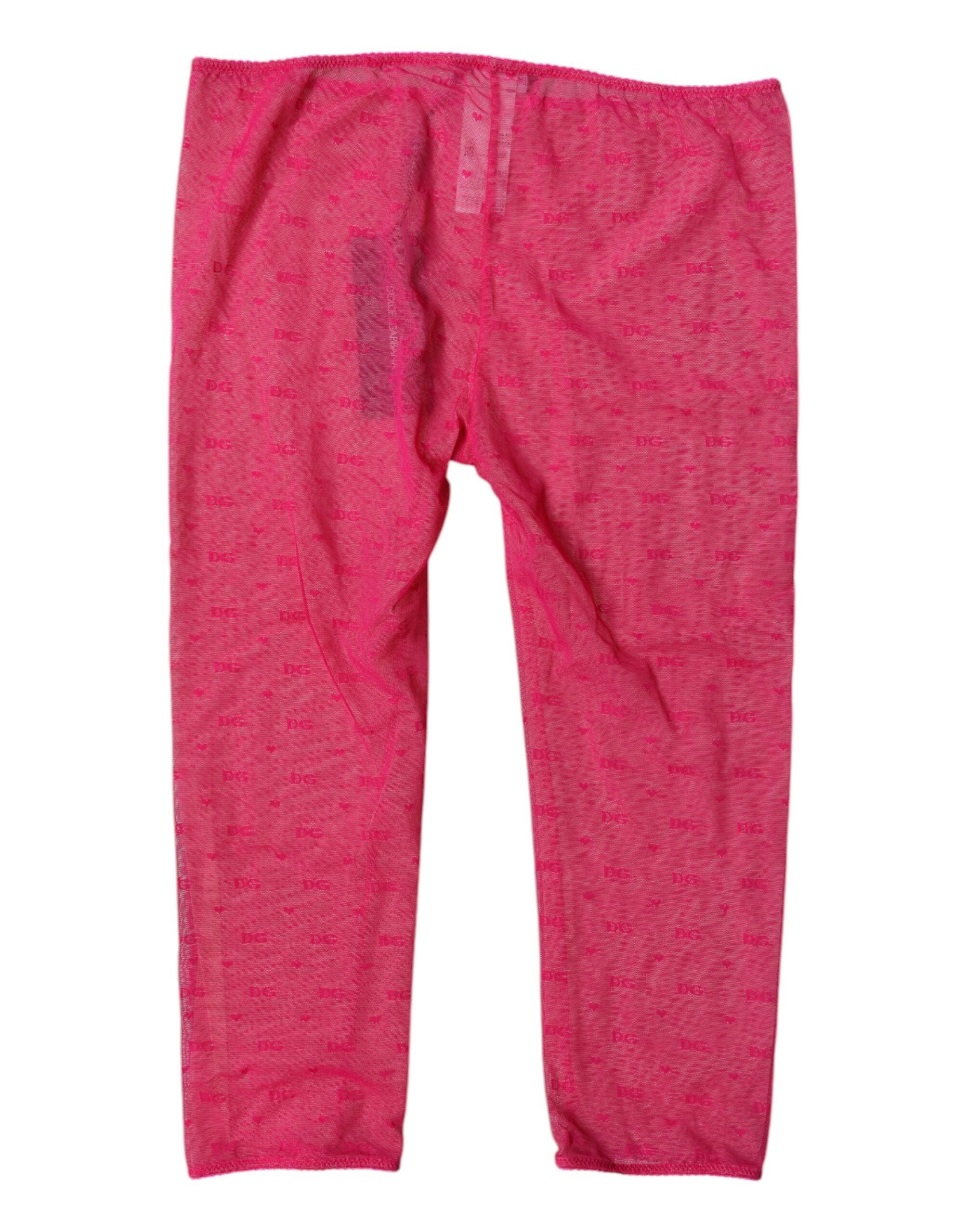 ملابس داخلية قصيرة ضيقة من الدانتيل بشعار دولتشي آند غابانا باللون الفوشيا