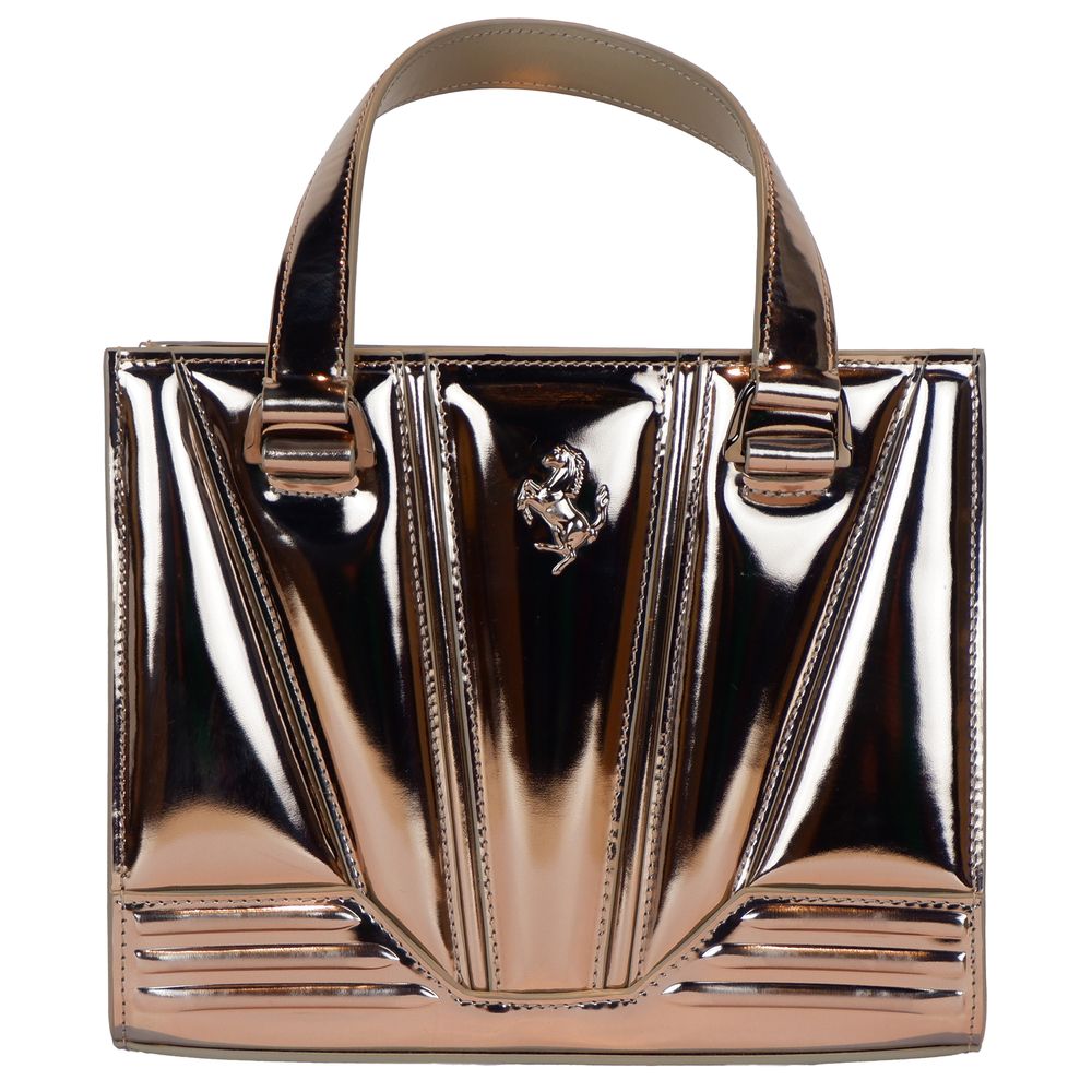 حقيبة يد فيراري الجلدية باللون الرمادي