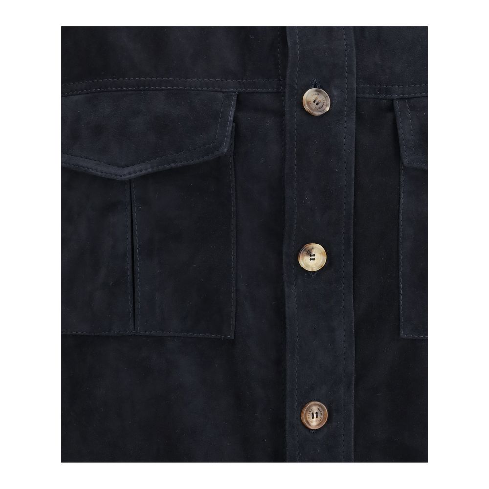 جاكيت قميص من الجلد المدبوغ من Brunello Cucinelli