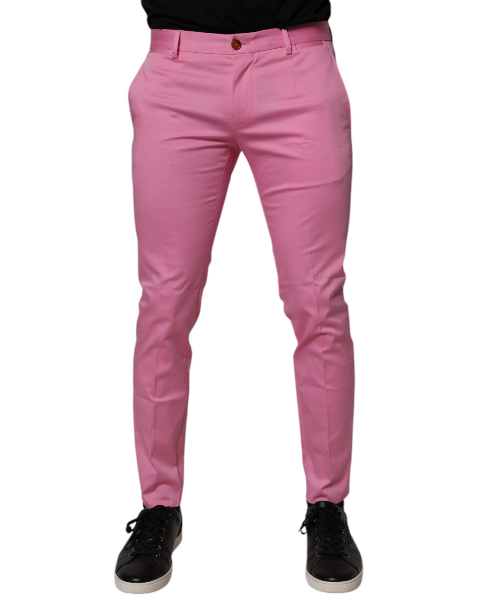 بنطلون دولتشي آند غابانا الرسمي للرجال من القطن باللون الوردي بقصّة Slim Fit