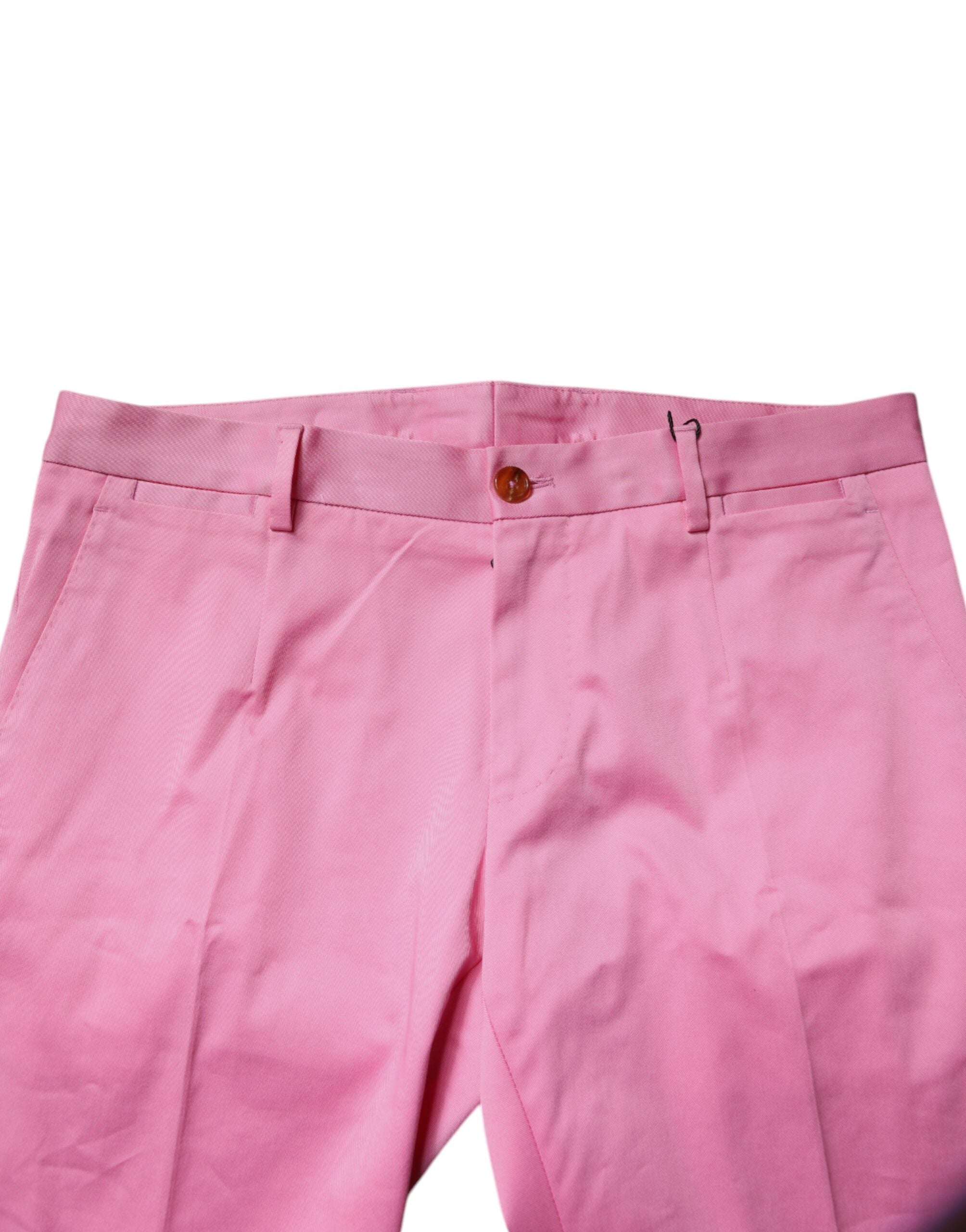 بنطلون دولتشي آند غابانا الرسمي للرجال من القطن باللون الوردي بقصّة Slim Fit