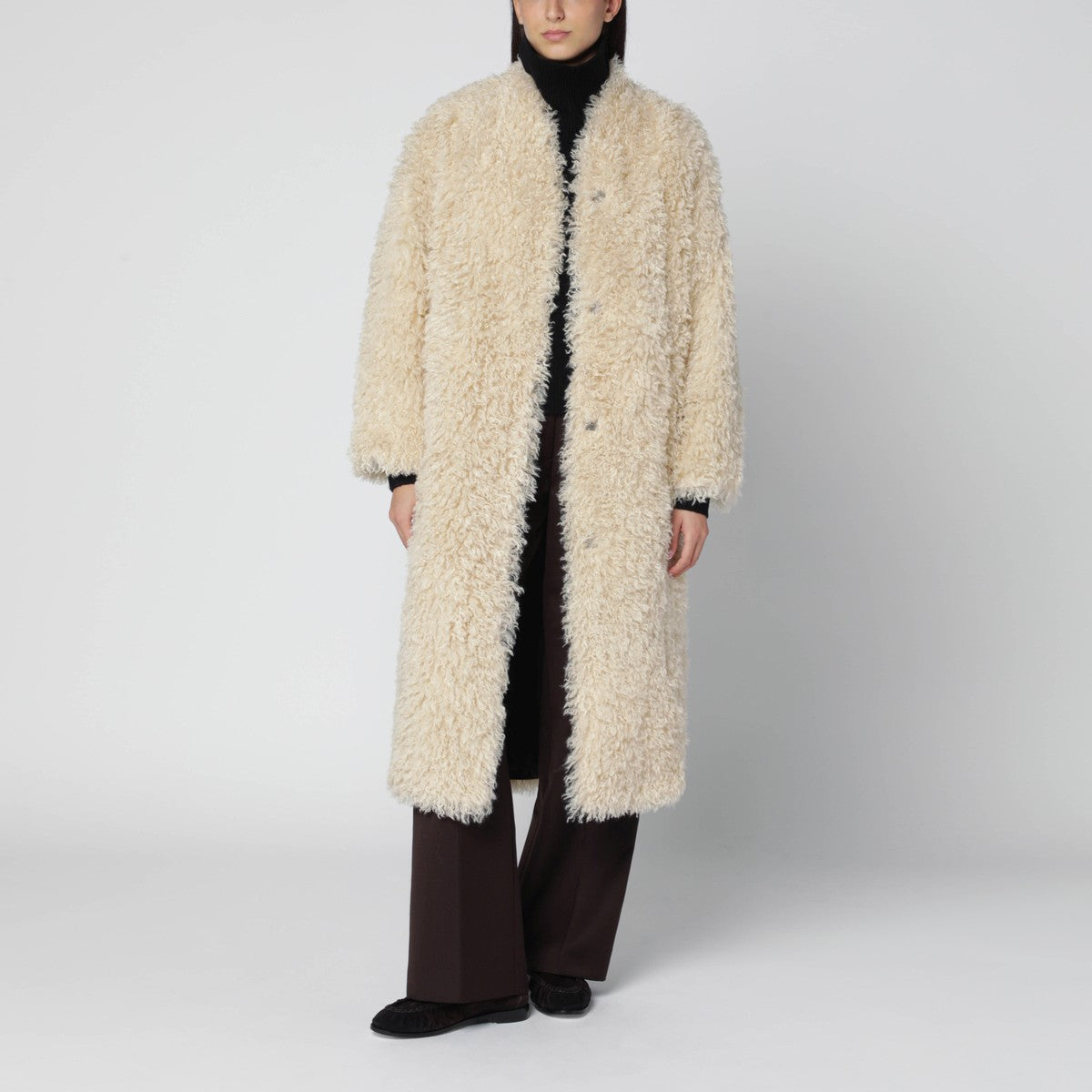 Stand Studio STAND STUDIO Light beige faux-fur coat