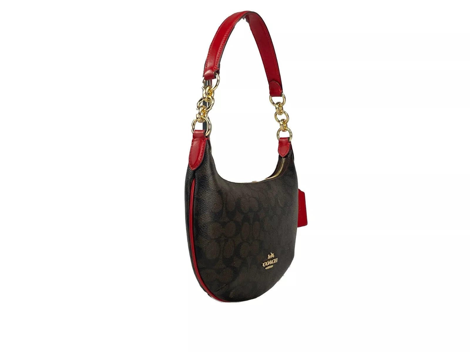 Payton Signature PVC Leather Shoulder Bag Brown Red