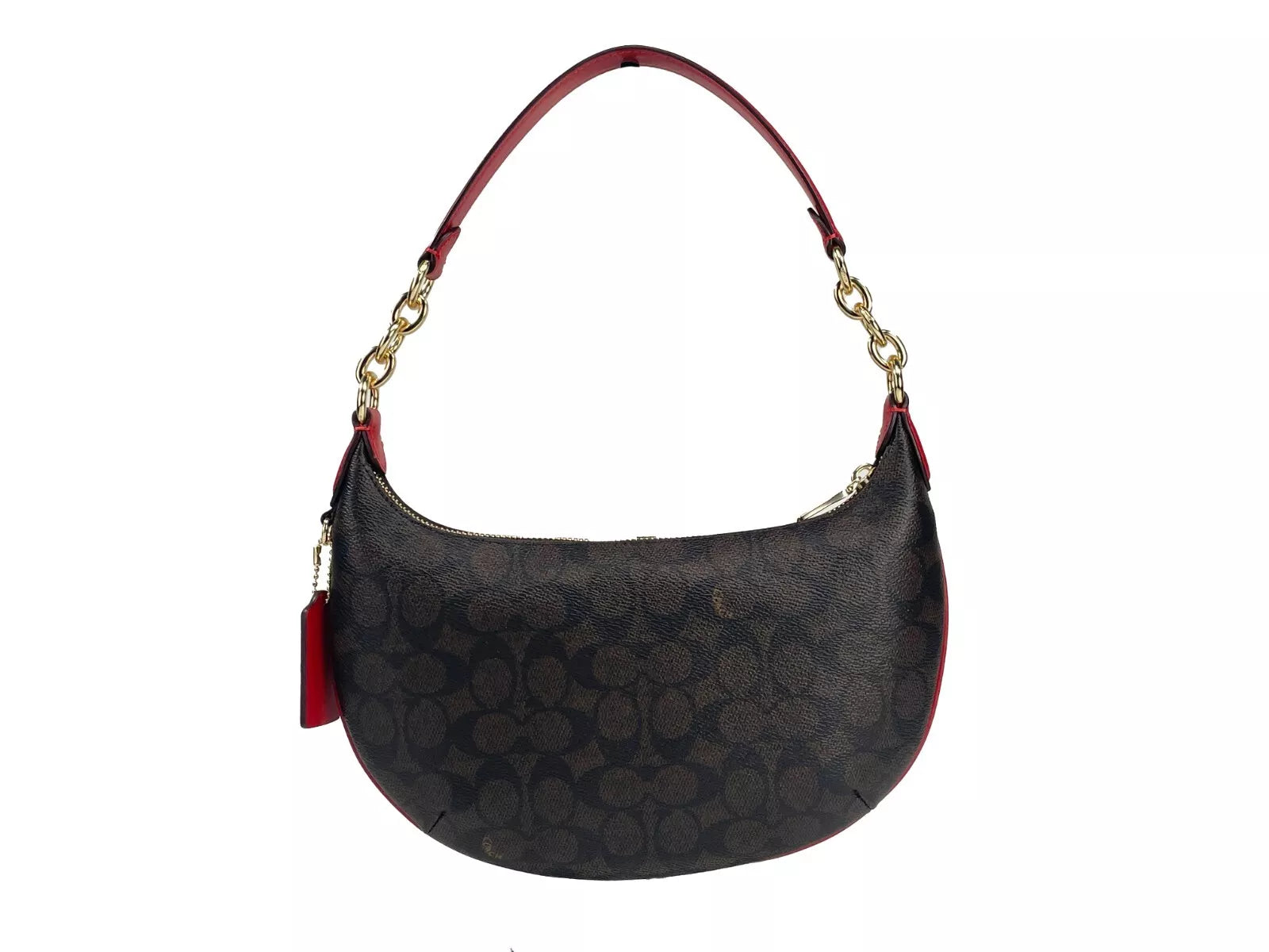 Payton Signature PVC Leather Shoulder Bag Brown Red