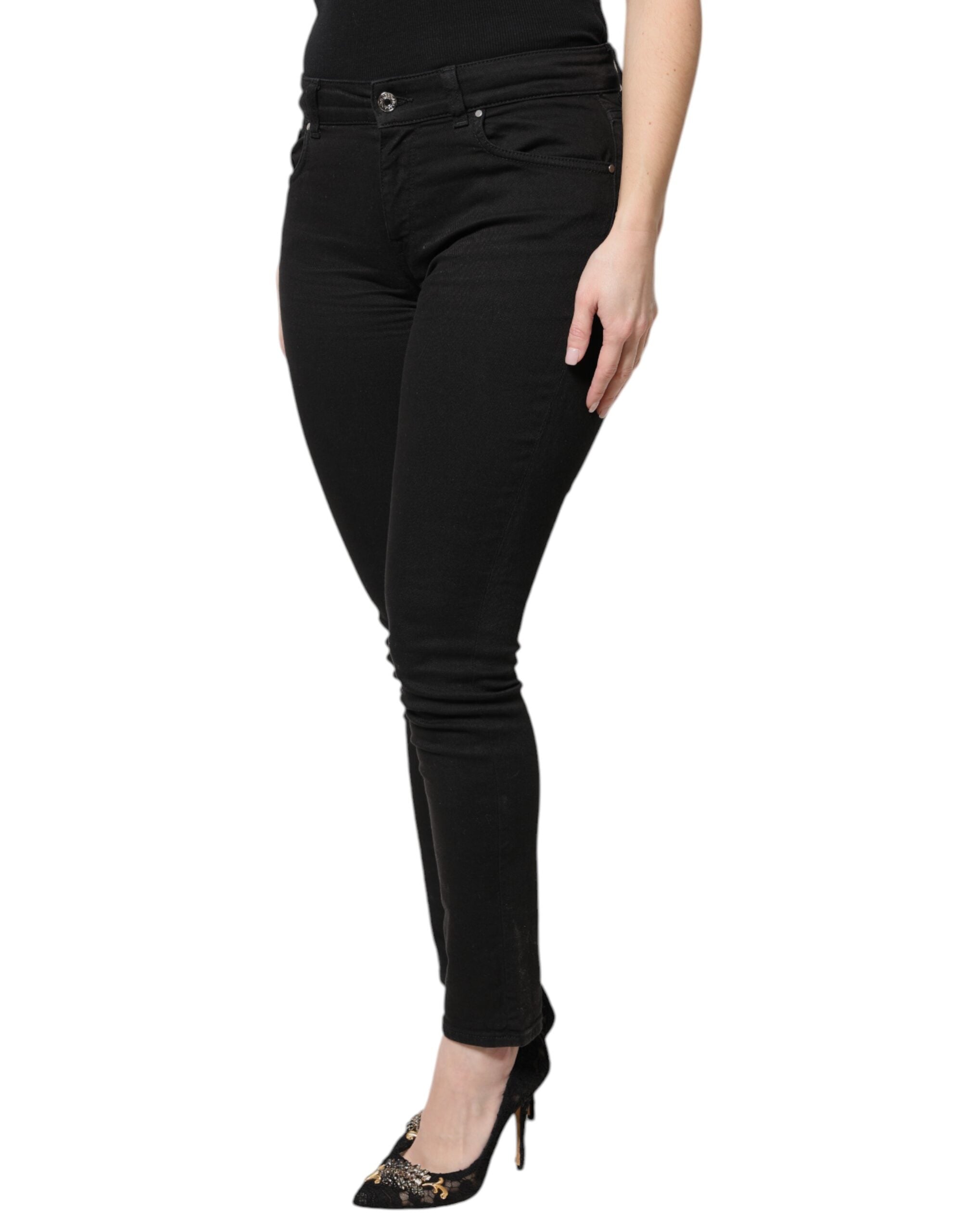 Dolce & Gabbana Black Cotton High Waist Skinny Denim Jeans