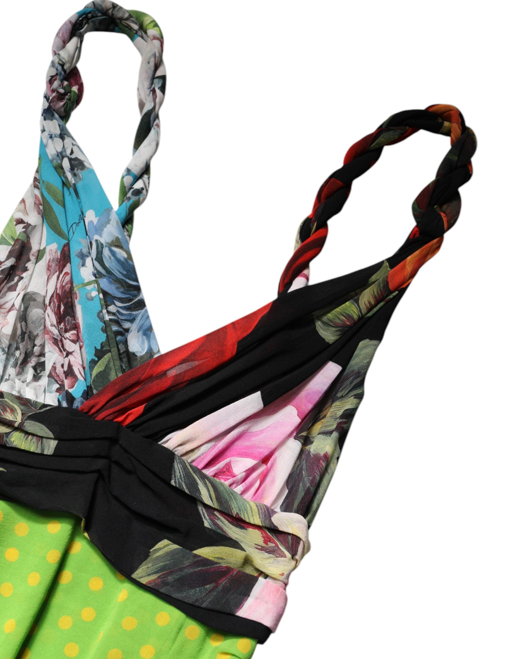 فستان دولتشي آند غابانا قصير ملائم متعدد الألوان ومطرز بالزهور