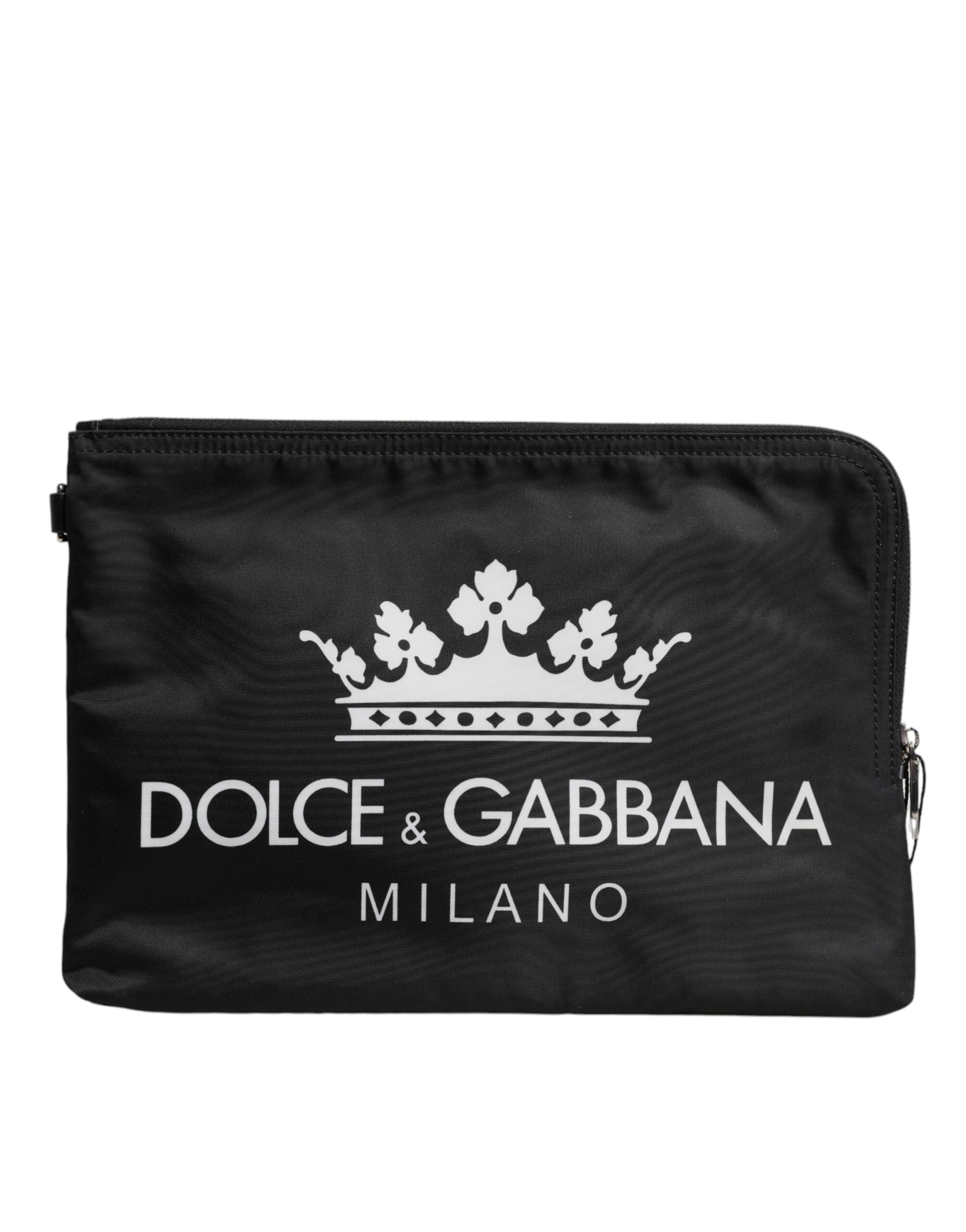حقيبة كلاتش من النايلون بطبعة DG Milano باللون الأسود من Dolce & Gabbana