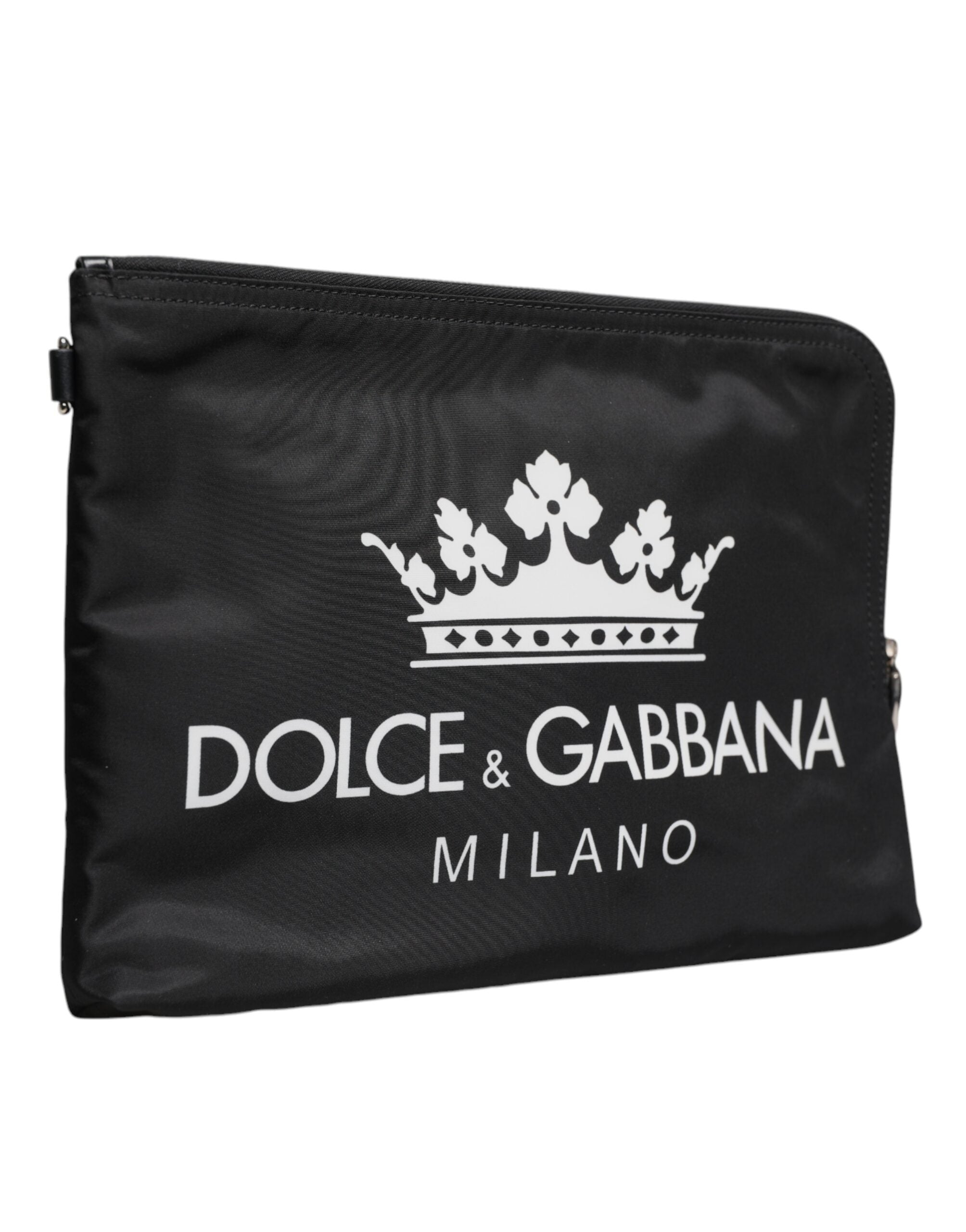 حقيبة كلاتش من النايلون بطبعة DG Milano باللون الأسود من Dolce & Gabbana