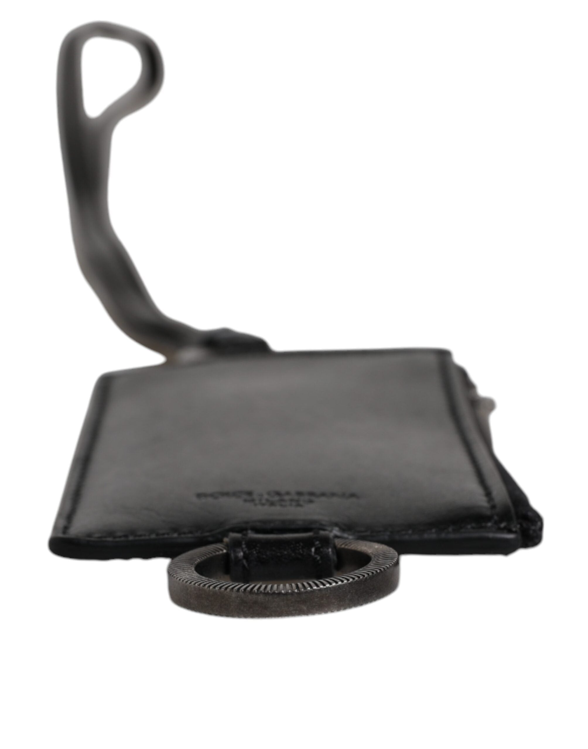Black Calf Leather Lanyard Logo Card Holder Wallet