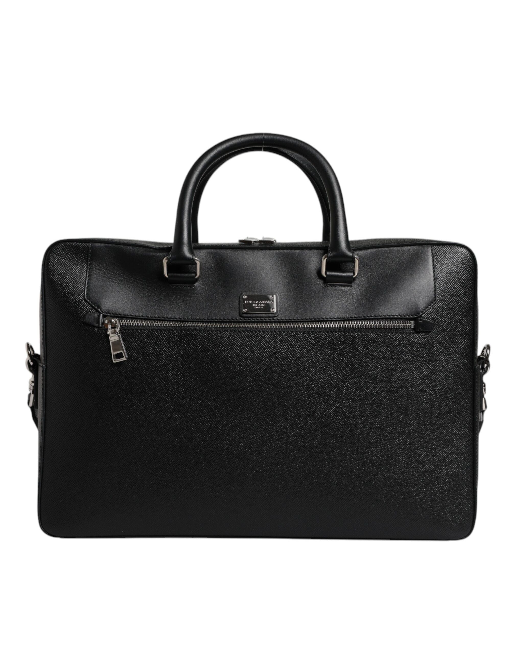 Black Logo Plaque Double Handle Messenger Bag