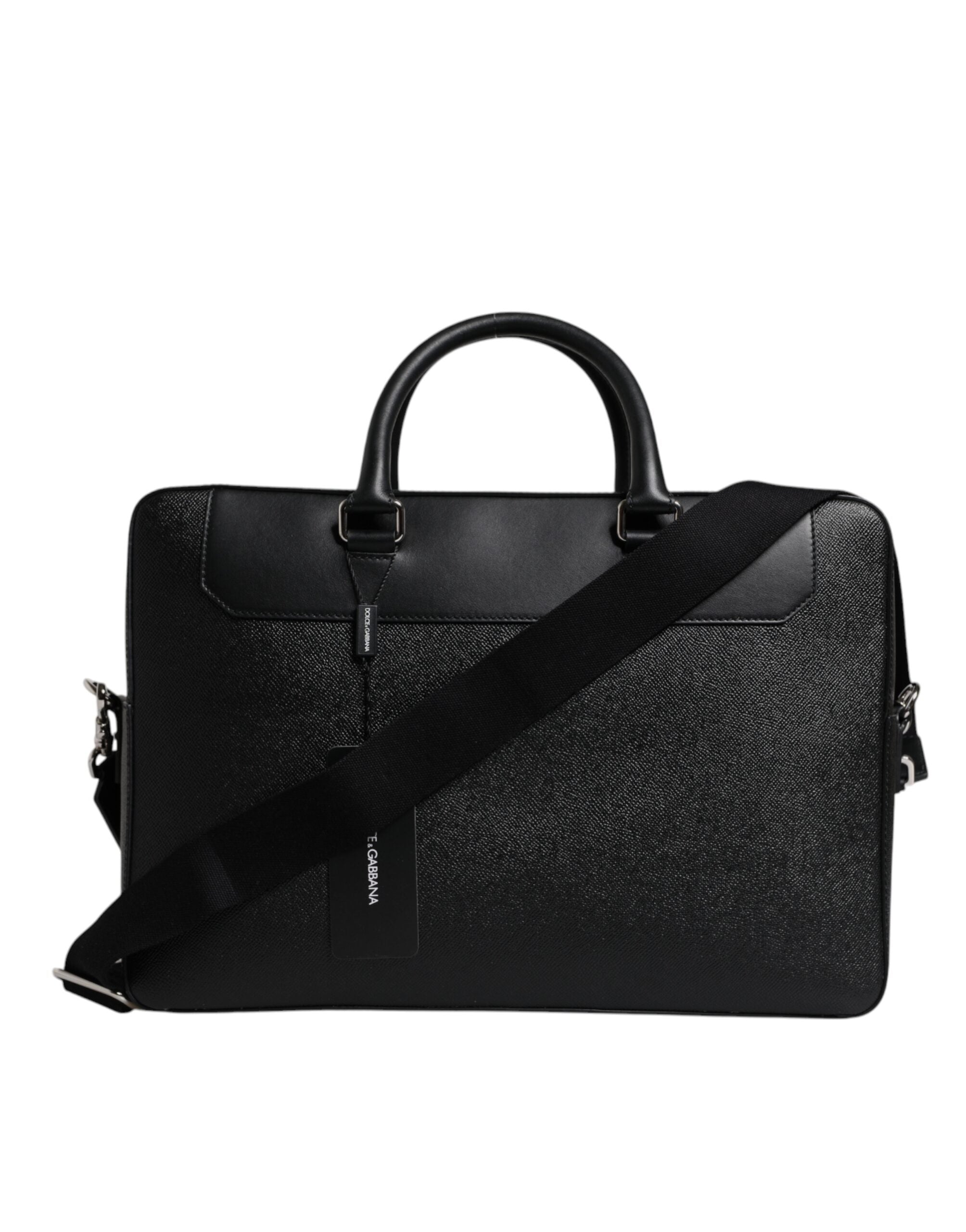Black Logo Plaque Double Handle Messenger Bag